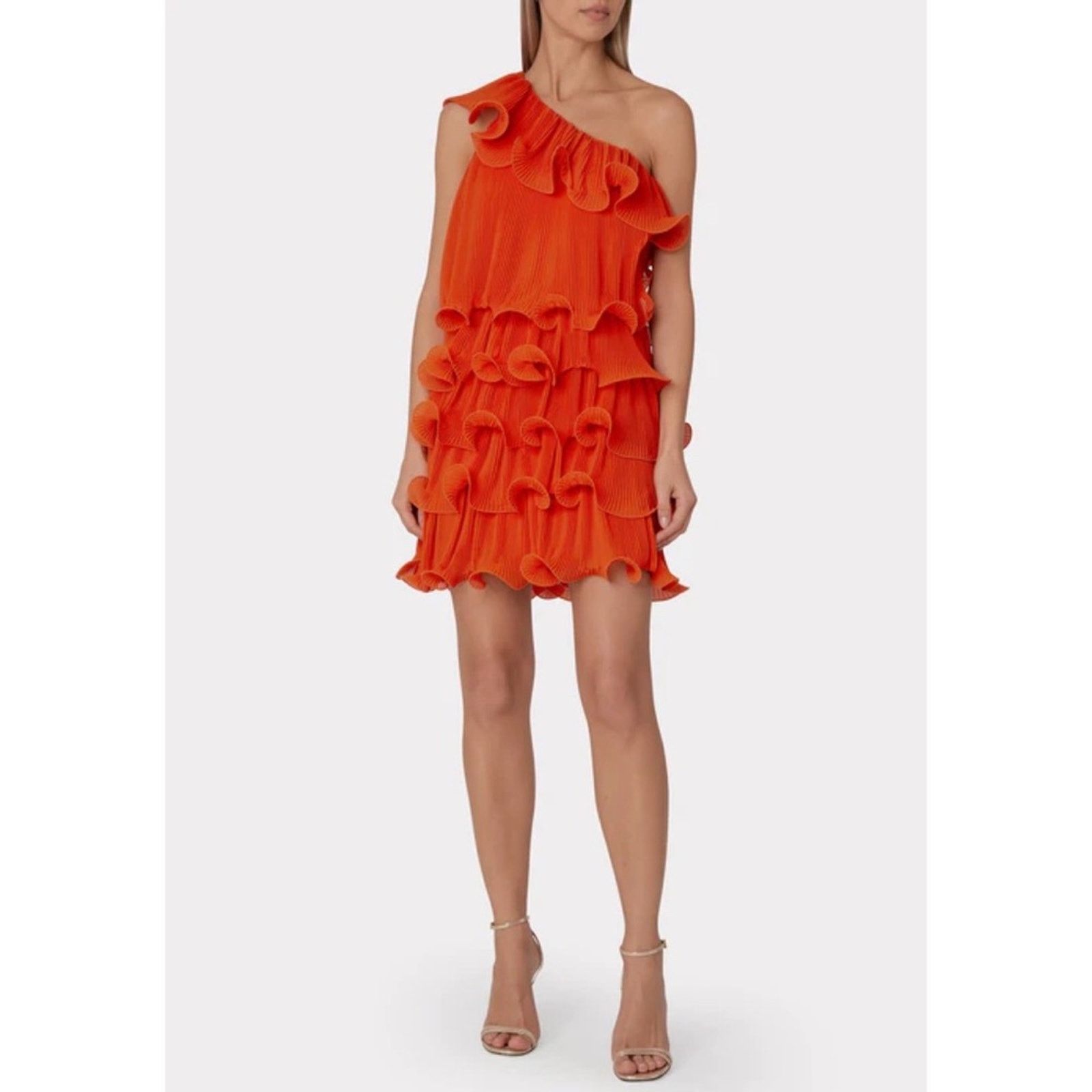 MILLY Milly Coral Pleated Tiered Ruffle Dress Size 6 $495.00 Size S / US 4 / IT 40 - 1 Thumbnail