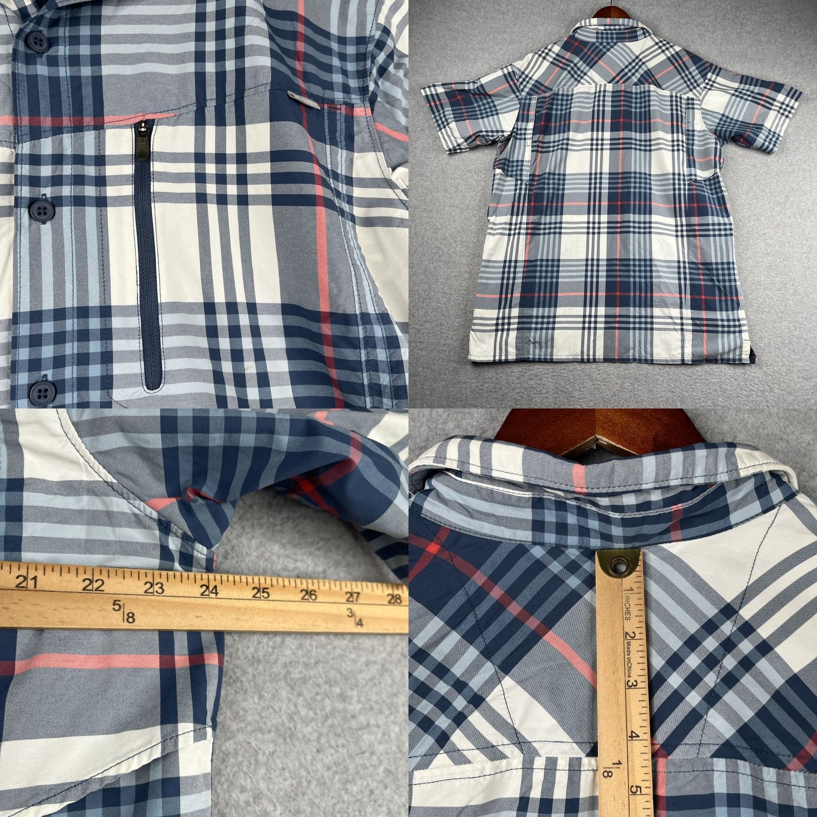 Vintage Columbia Shirt XL Blue Plaid Short Sleeve Button-Up Nylon Omni Shade Vented Casual Mens Size US XL / EU 56 / 4 - 8 Thumbnail