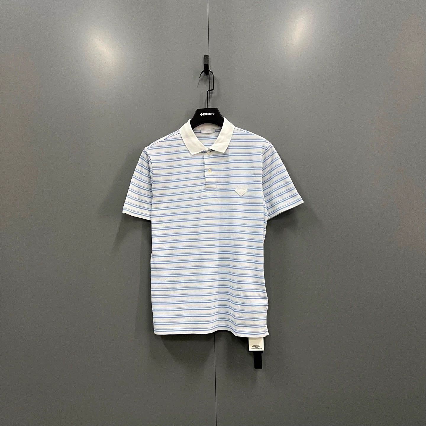 Prada PRADA blue white stripe triangle logo polo shirt L 98 New Size US L / EU 52-54 / 3 - 1 Thumbnail