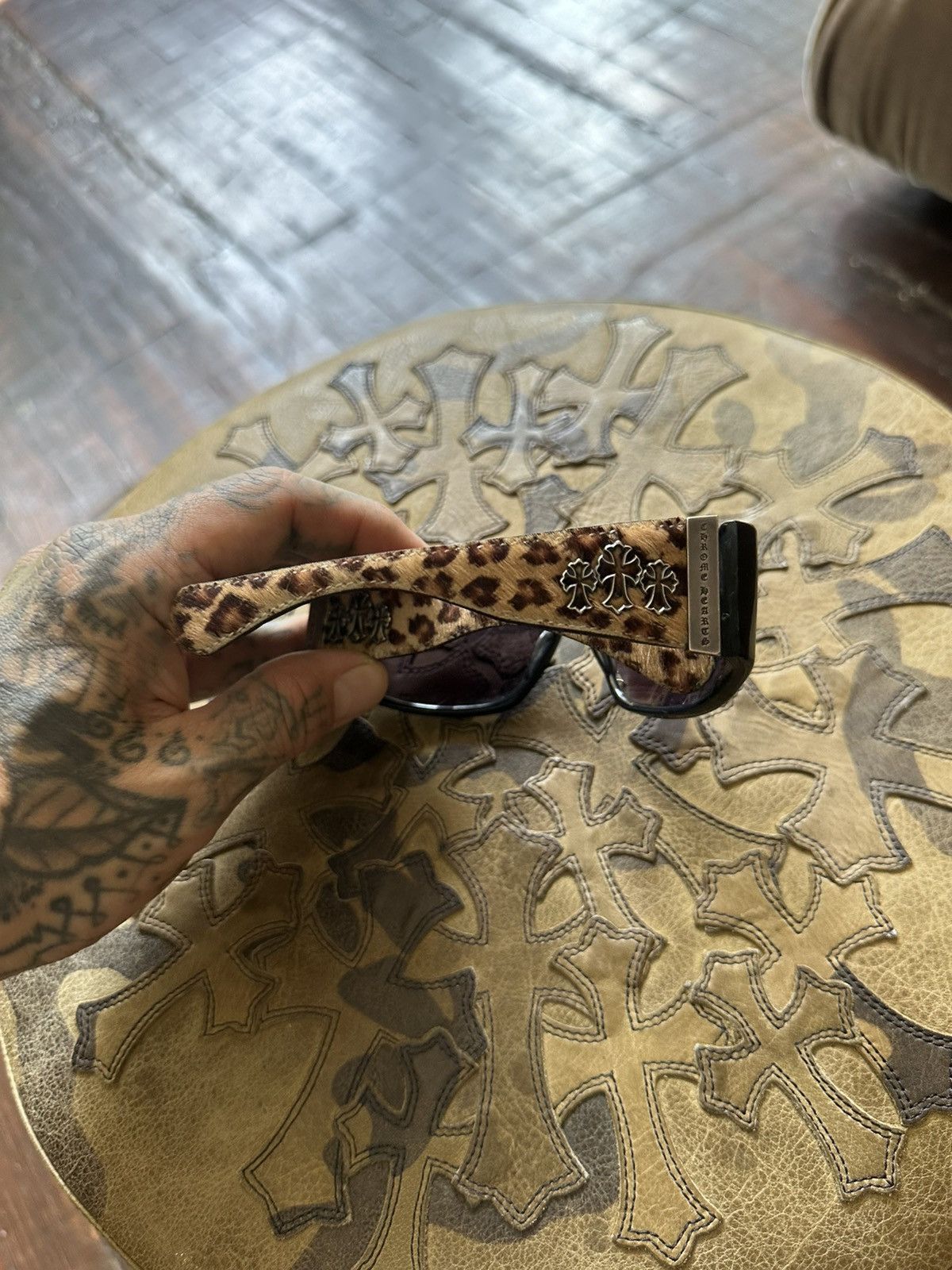 Chrome Hearts Chrome Hearts Pony Hair TRIPLE CROSS LEOPARD SUNGLASSES Size ONE SIZE - 2 Thumbnail