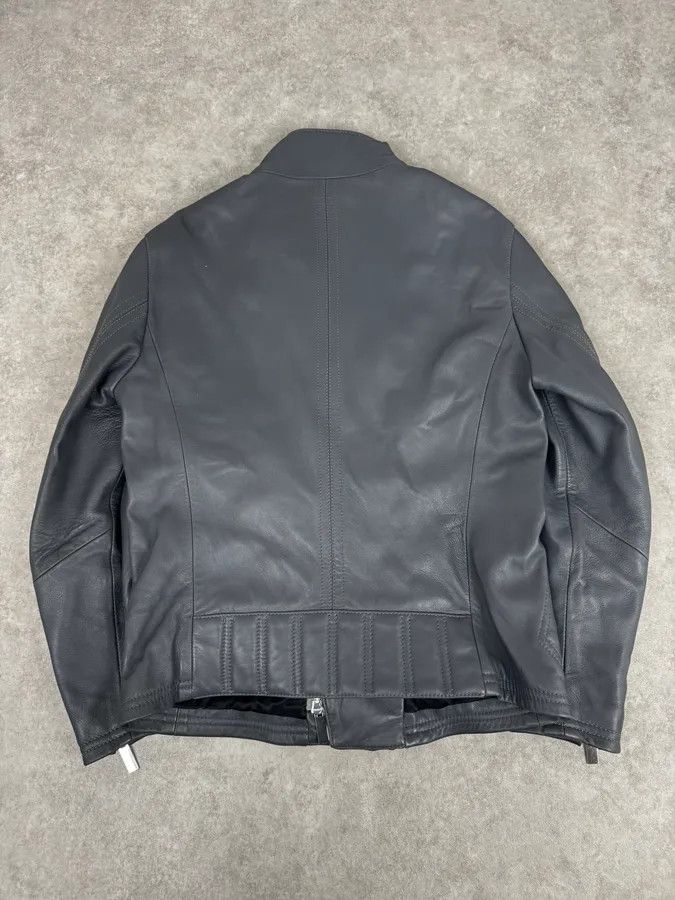 Emporio Armani SS2014 Emporio Armani Asymmetrical Petrol Grey Leather Jacket Size XS / US 0-2 / IT 36-38 - 5 Thumbnail