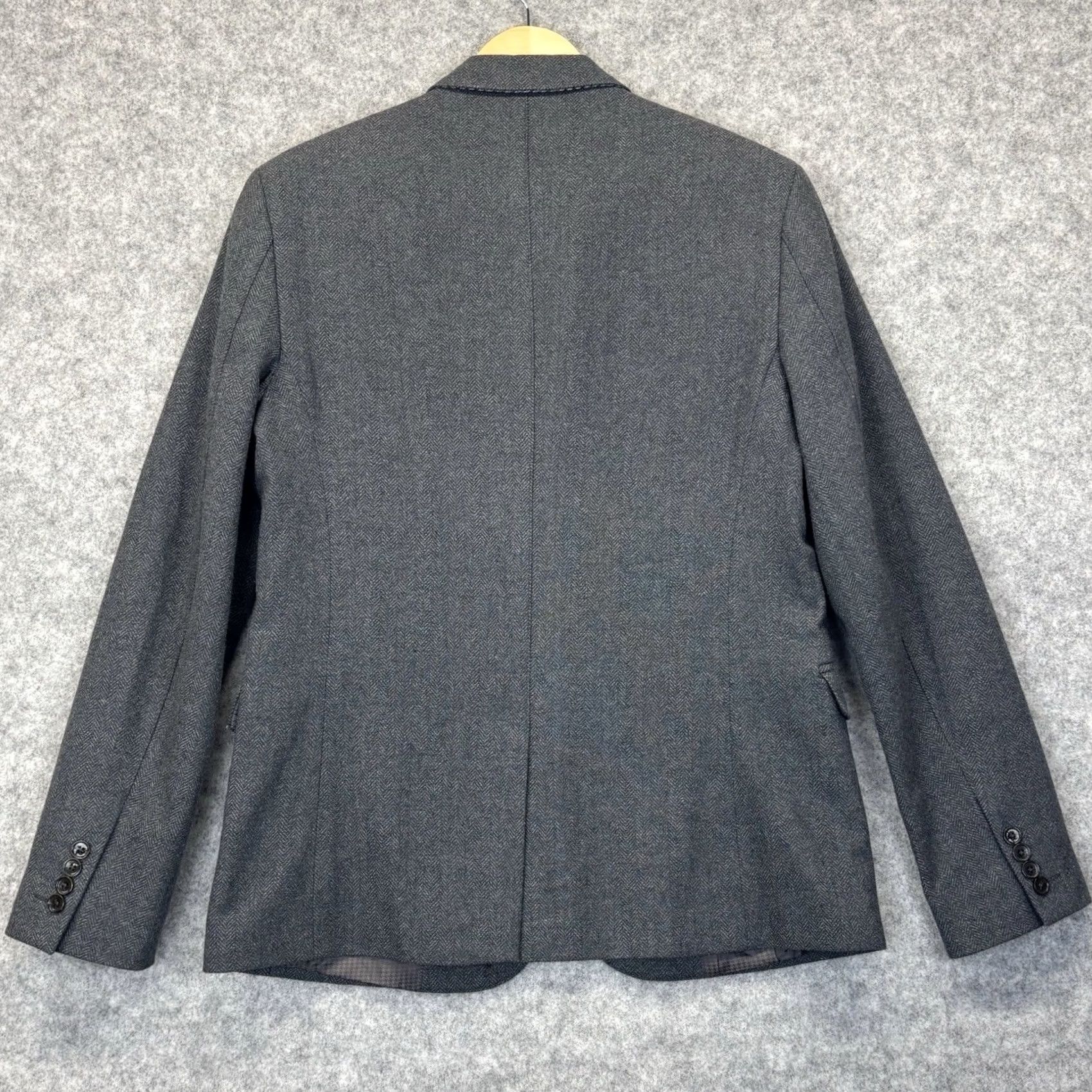 Ben Sherman Ben Sherman Blazer Mens Medium Herringbone Wool Blend 2 Button Grey VGC Regular Jacket Coat Size 40R - 2 Thumbnail