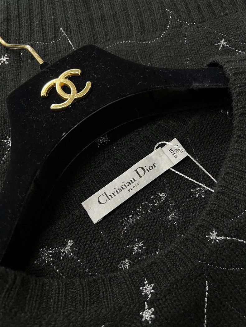 Dior Dior Black embroidered two-strand yarn full of stars cashm Size S / US 4 / IT 40 - 3 Thumbnail