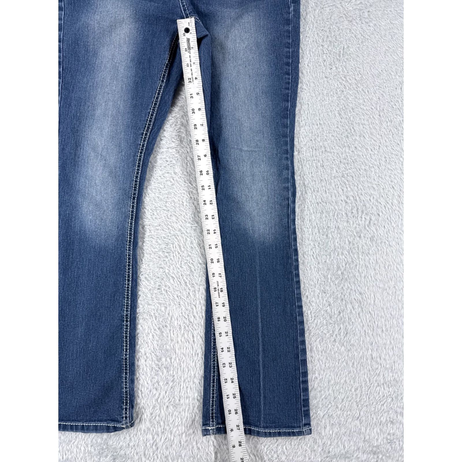 Faded Glory Vintage Faded Glory Blue Denim Bootcut Jeans Womens 26x28 Low Rise Distressed 6P Size 28" / US 6 / IT 42 - 7 Thumbnail