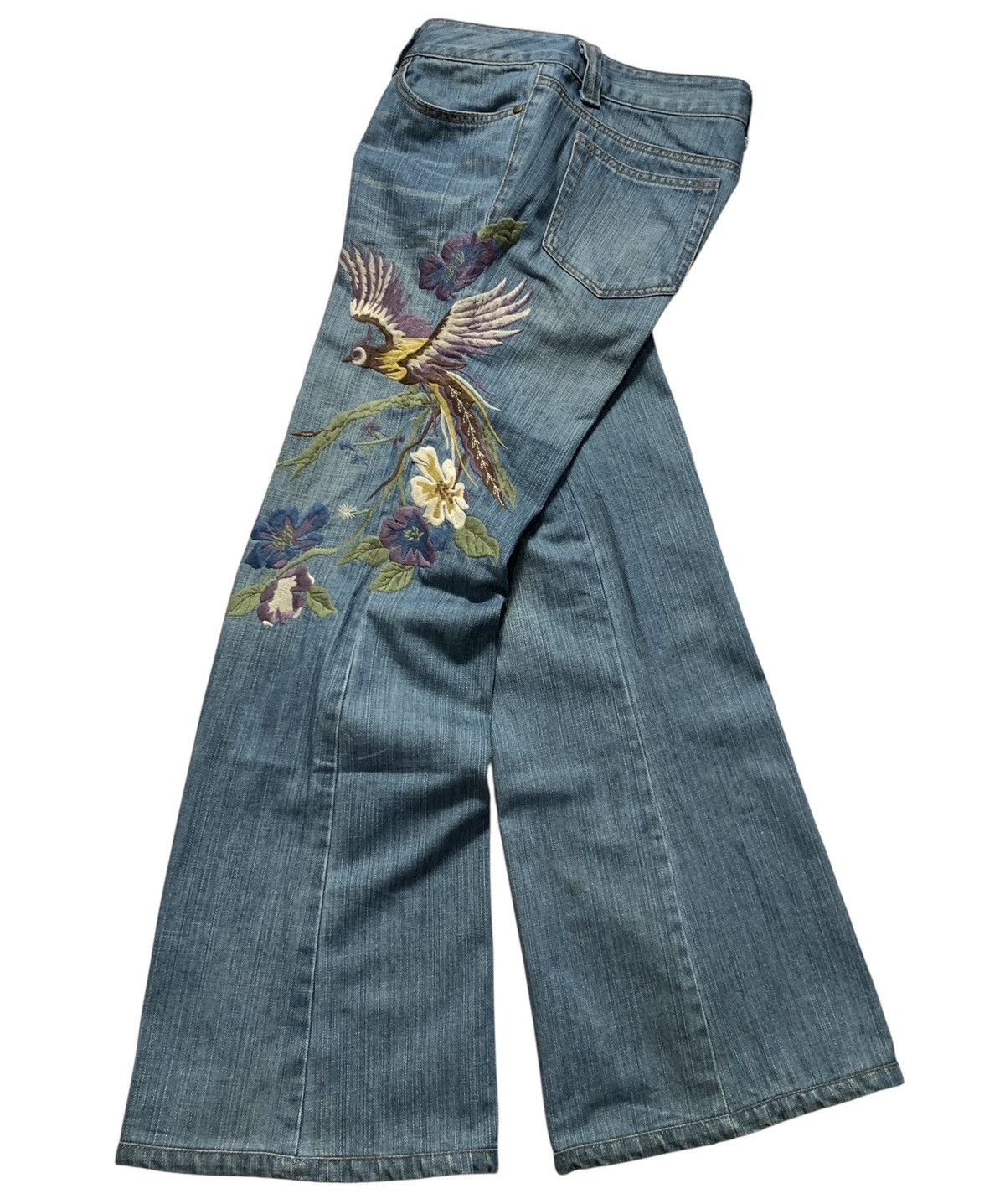 Karakuri Tamashii Bucolique Karakuri Tamashii Phoenix Embroidery Flared Jeans Size US 29 - 7 Thumbnail