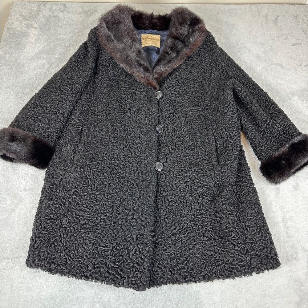 image of Persian Lamb Style Coat Women’S Size L in Black, Women's