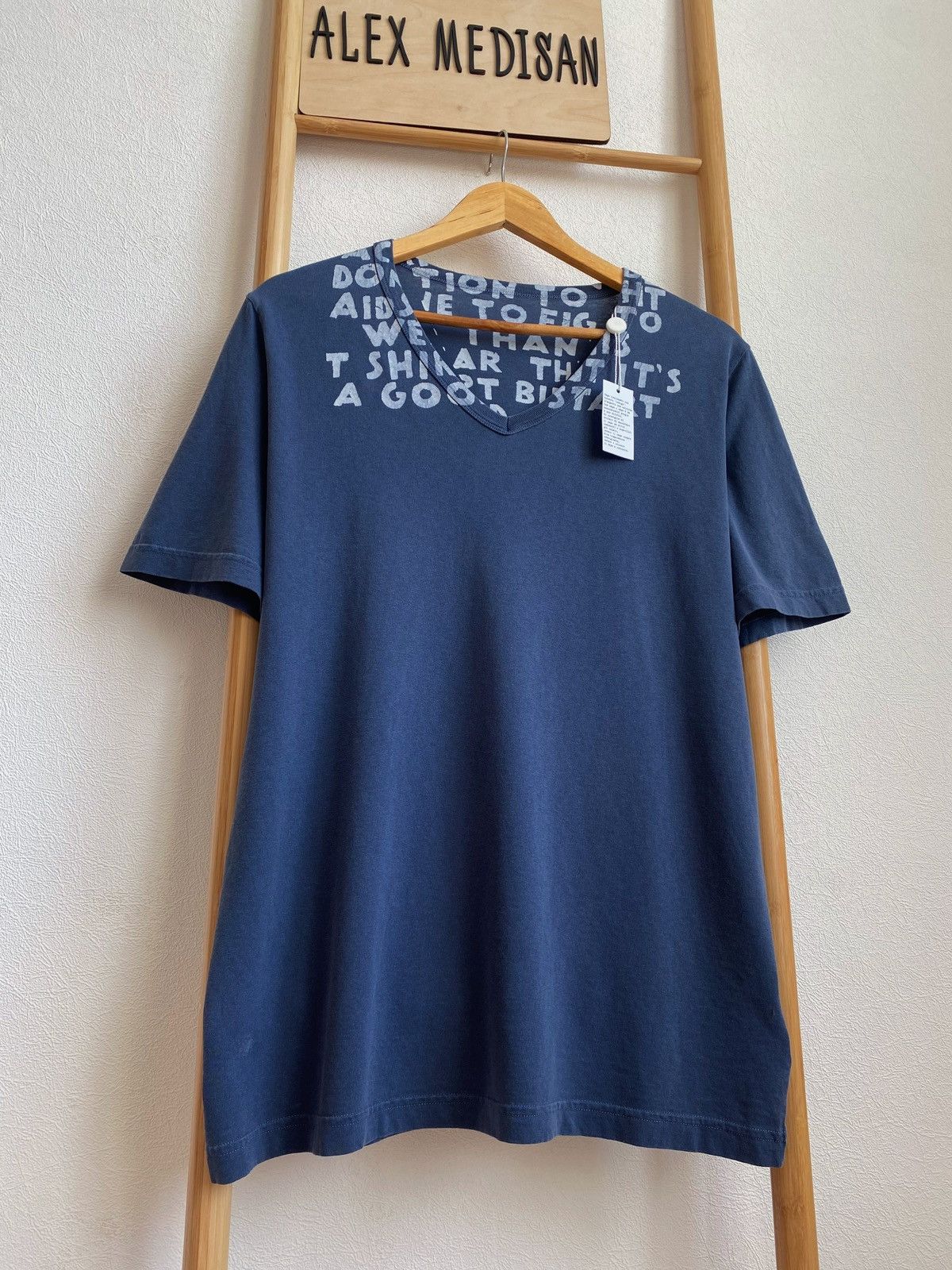 Maison Margiela MAISON MARTIN MARGIELA AIDS garment dyed v- neck t-shirt Size US M / EU 48-50 / 2 - 2 Thumbnail