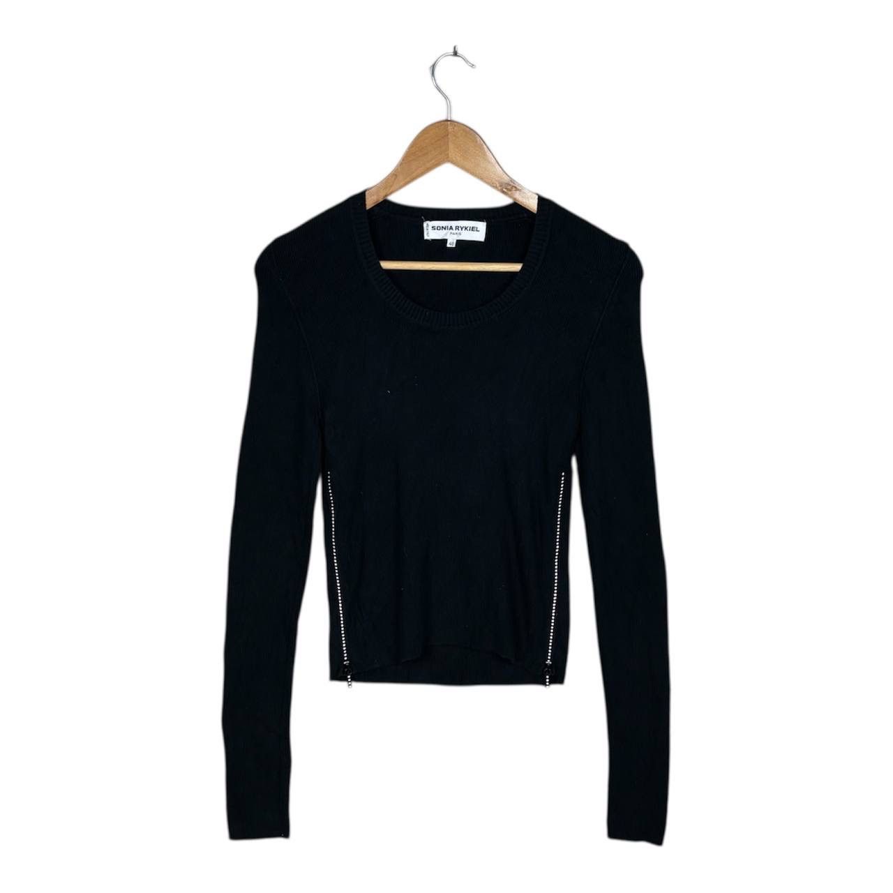 Sonia Rykiel Sonia Rykiel Black Rib Knit Long Sleeve Shirt Size S / US 4 / IT 40 - 1 Thumbnail