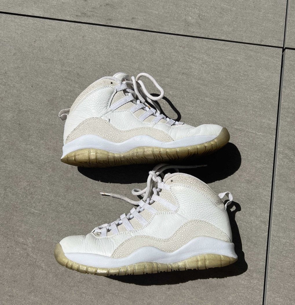 image of Ovo Jordan 10 White Shoes, Men's (Size 8)