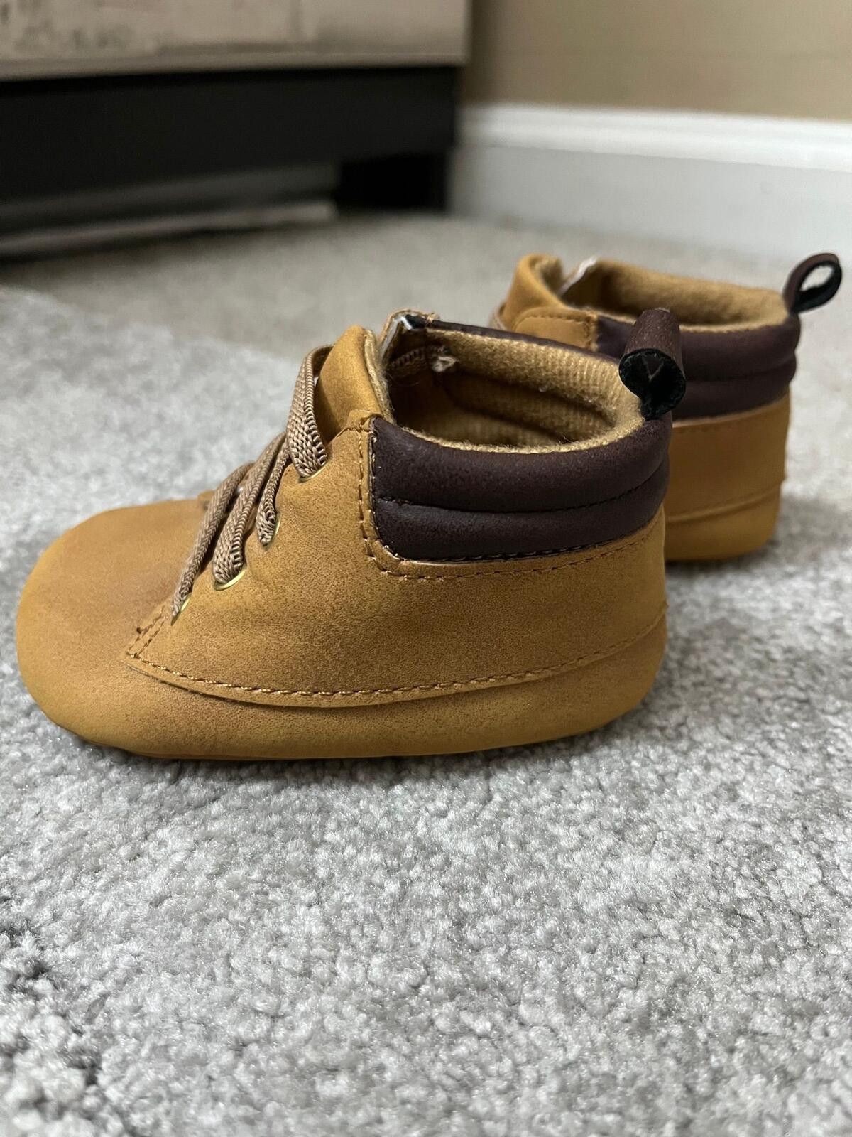 Other Baby Faux Leather Booties 3-6M Tan Lace Up Size ONE SIZE - 2 Thumbnail