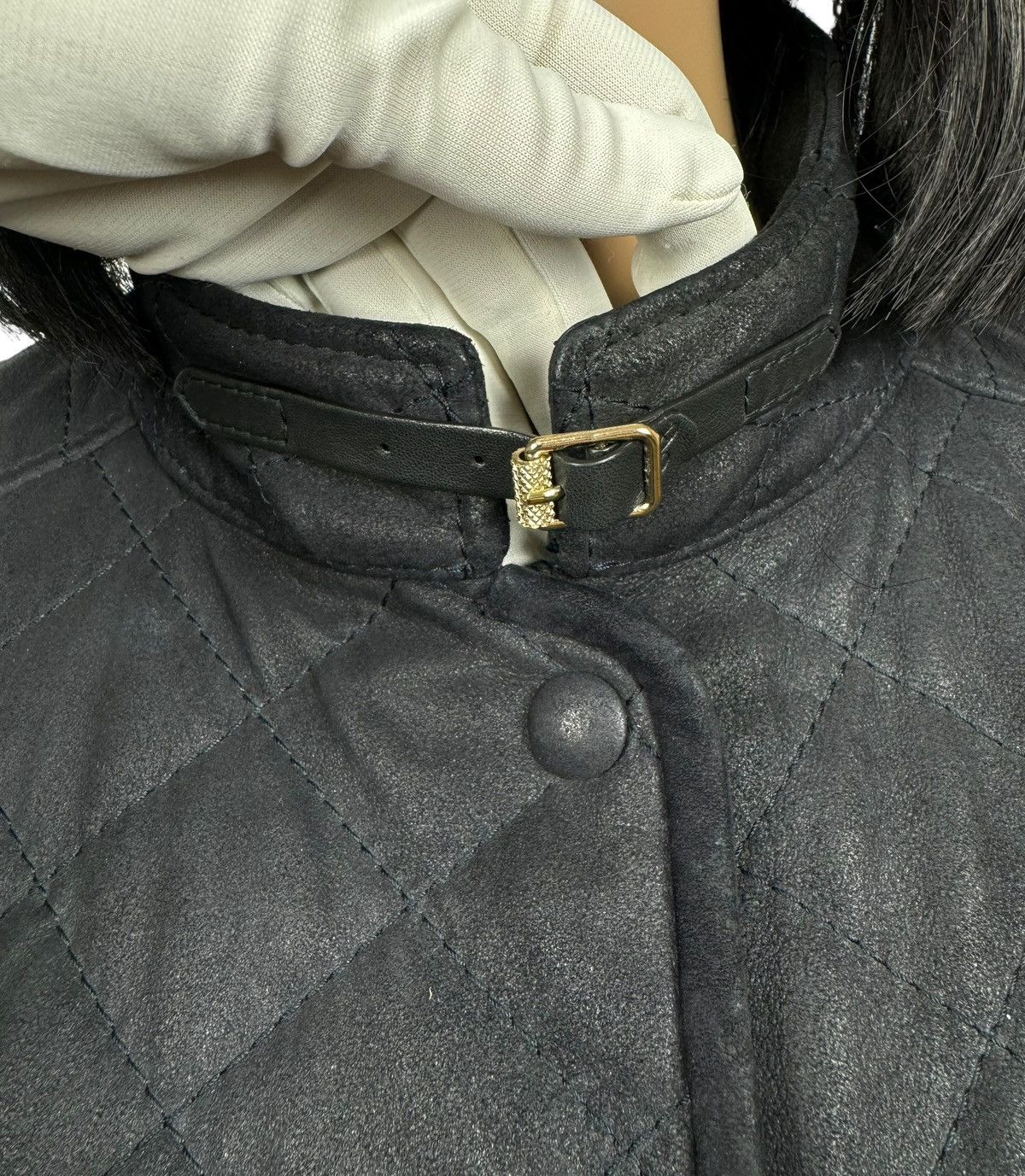 Designer Werner Christ Genuine Leather Quilted Jacket Women size 42 Size M / US 6-8 / IT 42-44 - 4 Thumbnail