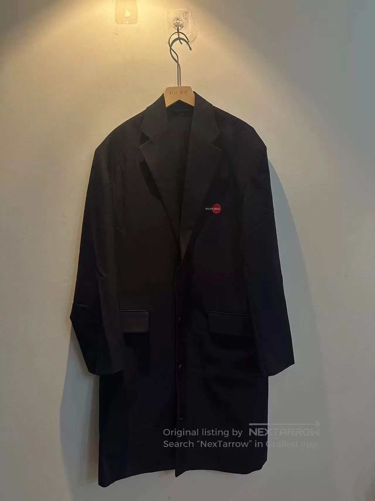 Balenciaga balenciaga embroidered logo wool long coat. Size US XXS / EU 40 - 1 Thumbnail