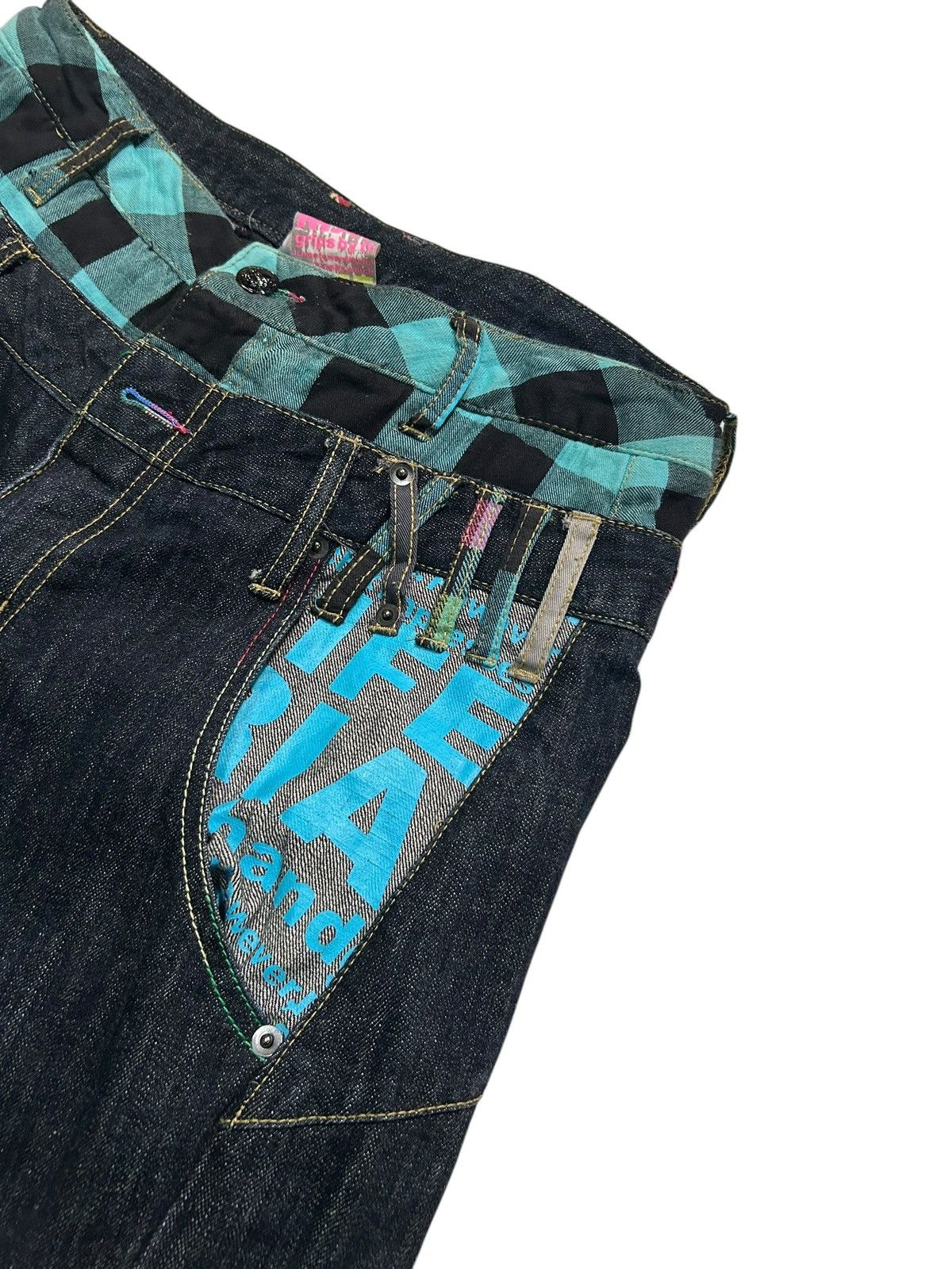 Kapital Japanese Punk Bondage Style Double Waist Rare Denim Jeans Size US 31 - 7 Thumbnail