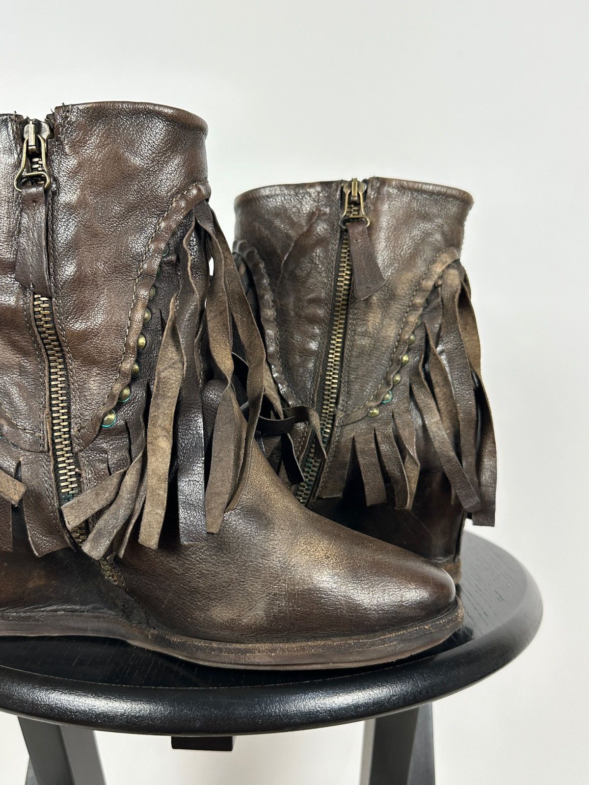 A.S.98 A.S.98. Airstep Leather Fringe Ankle Boho Western Boots Size US 7 / IT 37 - 17 Thumbnail
