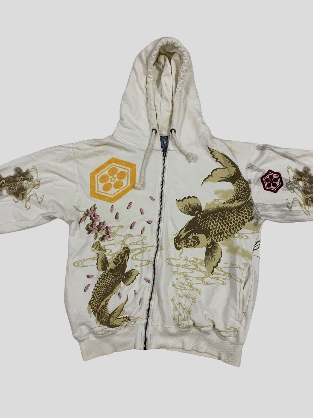 Vintage VINTAGE SUKAJAN KOI FISH & PEACOCK EMBROIDERY HOODIE Size US XL / EU 56 / 4 - 1 Thumbnail