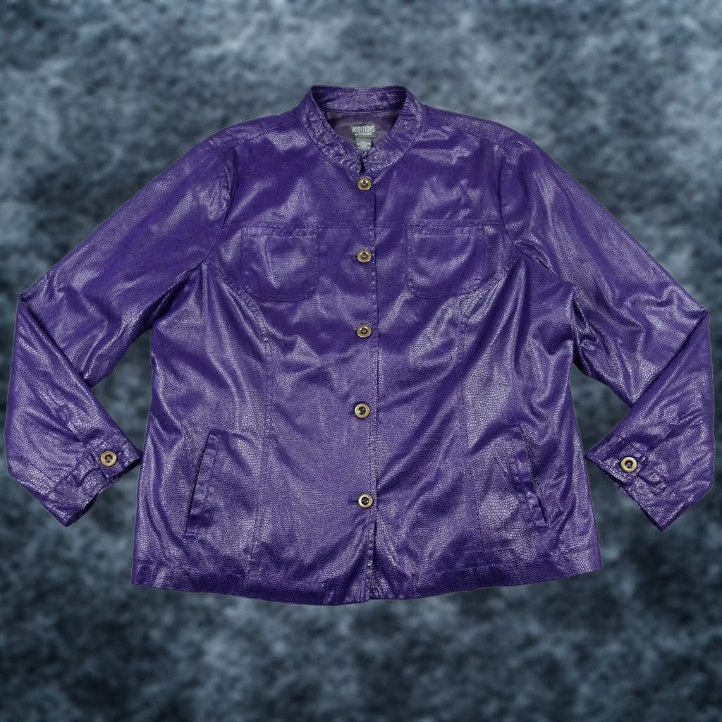 Vintage Chico's Jacket Womens Size 3 Purple Lightweight Textured VTG Snake Print Collared Lined Pockets Coat/Outerwear Size XS / US 0-2 / IT 36-38 - 1 Thumbnail