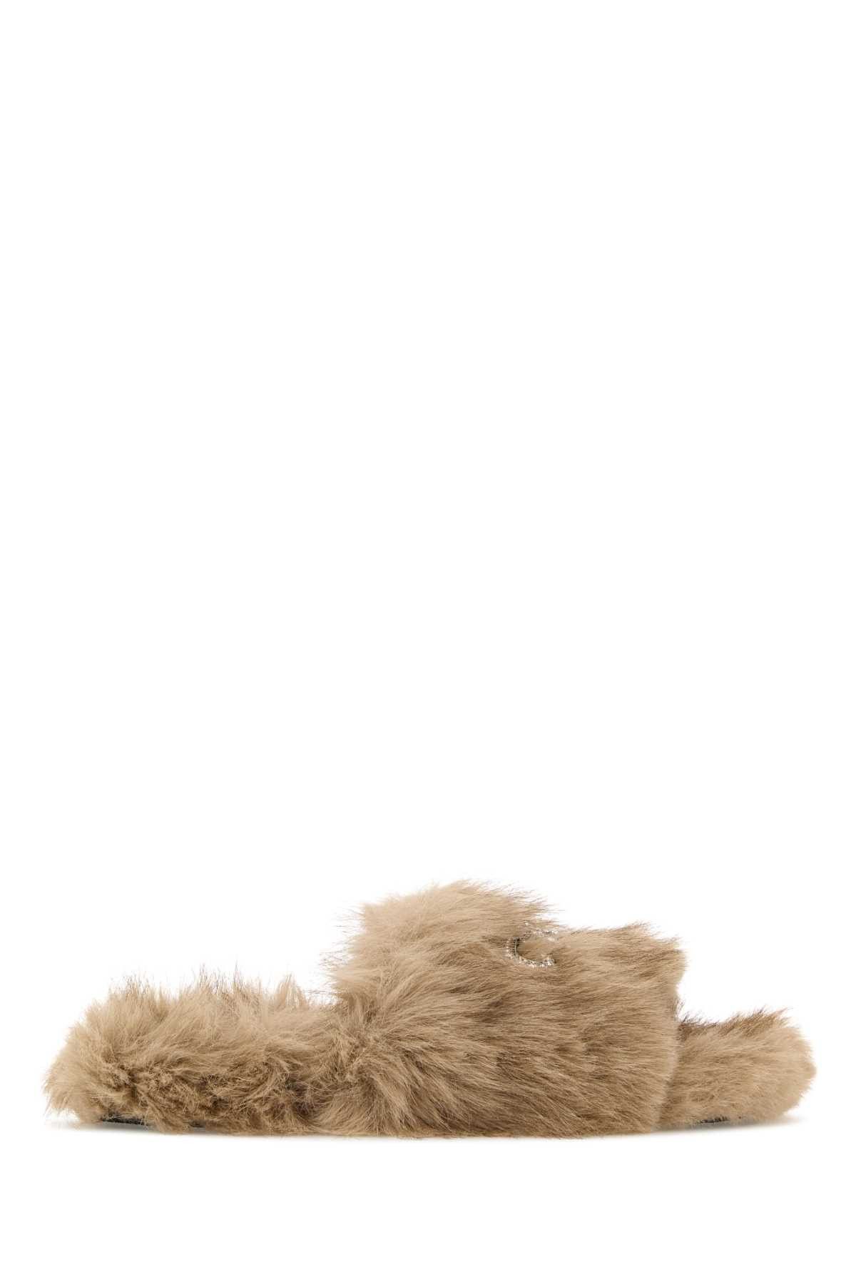 Balenciaga Beige Eco Fur Slippers Size US 8 / IT 38 - 1 Thumbnail