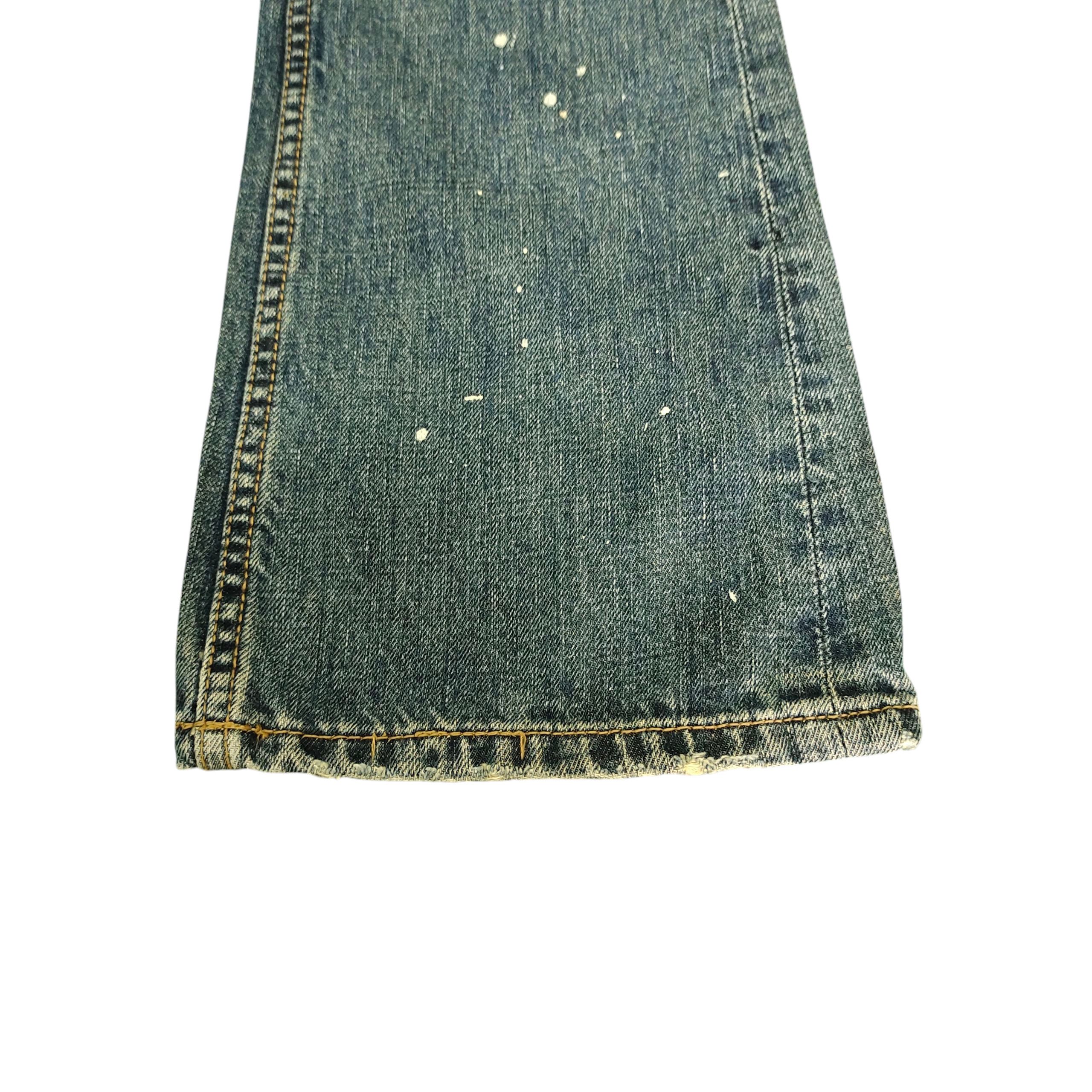 Flare Jeans Back Number Patches Clawmark Distress Bootcut