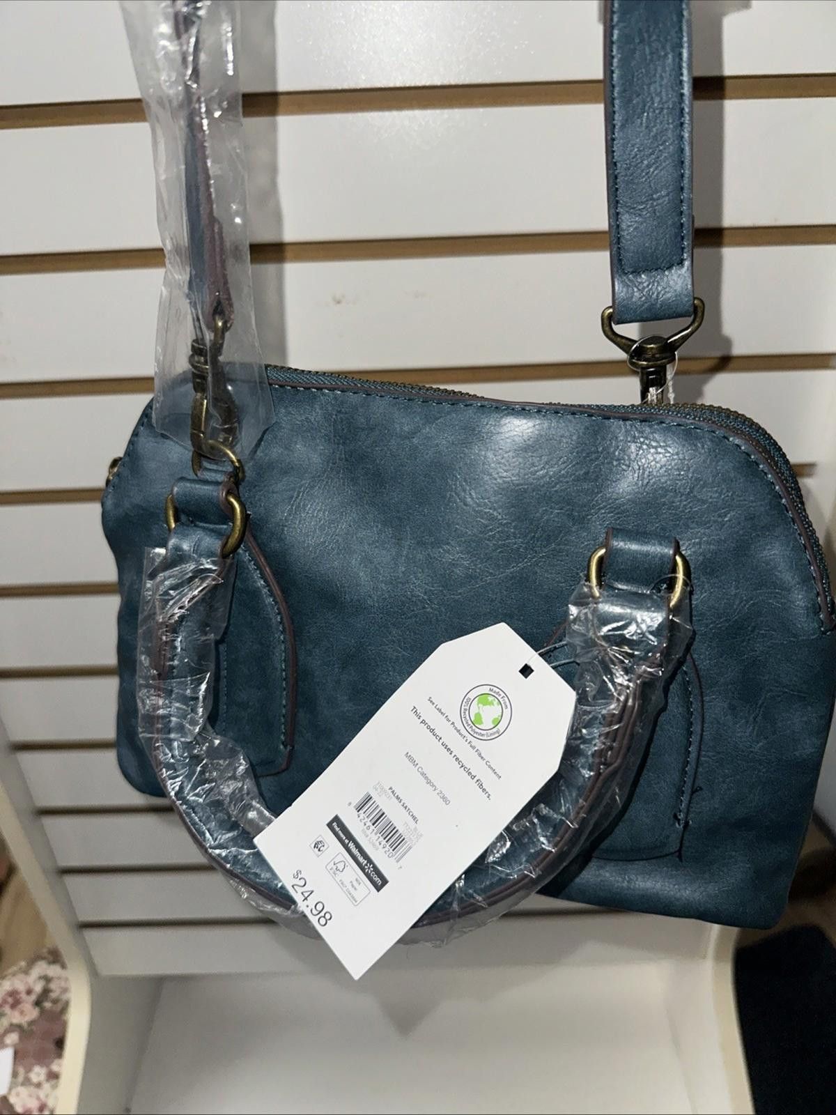 Other Time Tru Blue Faux Leather Palms Satchel Shoulder Bag New Size ONE SIZE - 2 Thumbnail