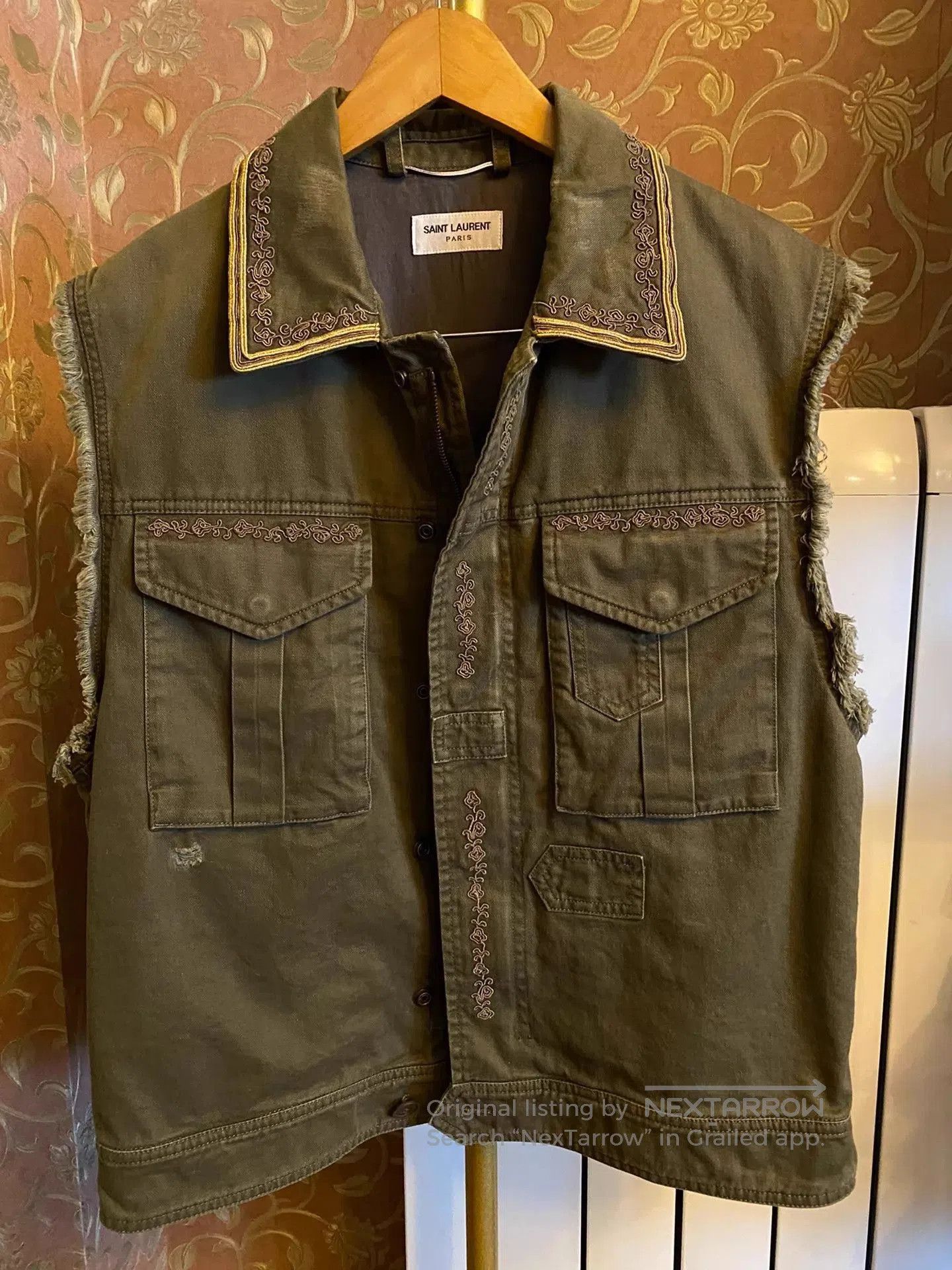 Saint Laurent Paris Embroidered Sleeveless Vest with Fringe Detail. Size US M / EU 48-50 / 2 - 1 Thumbnail