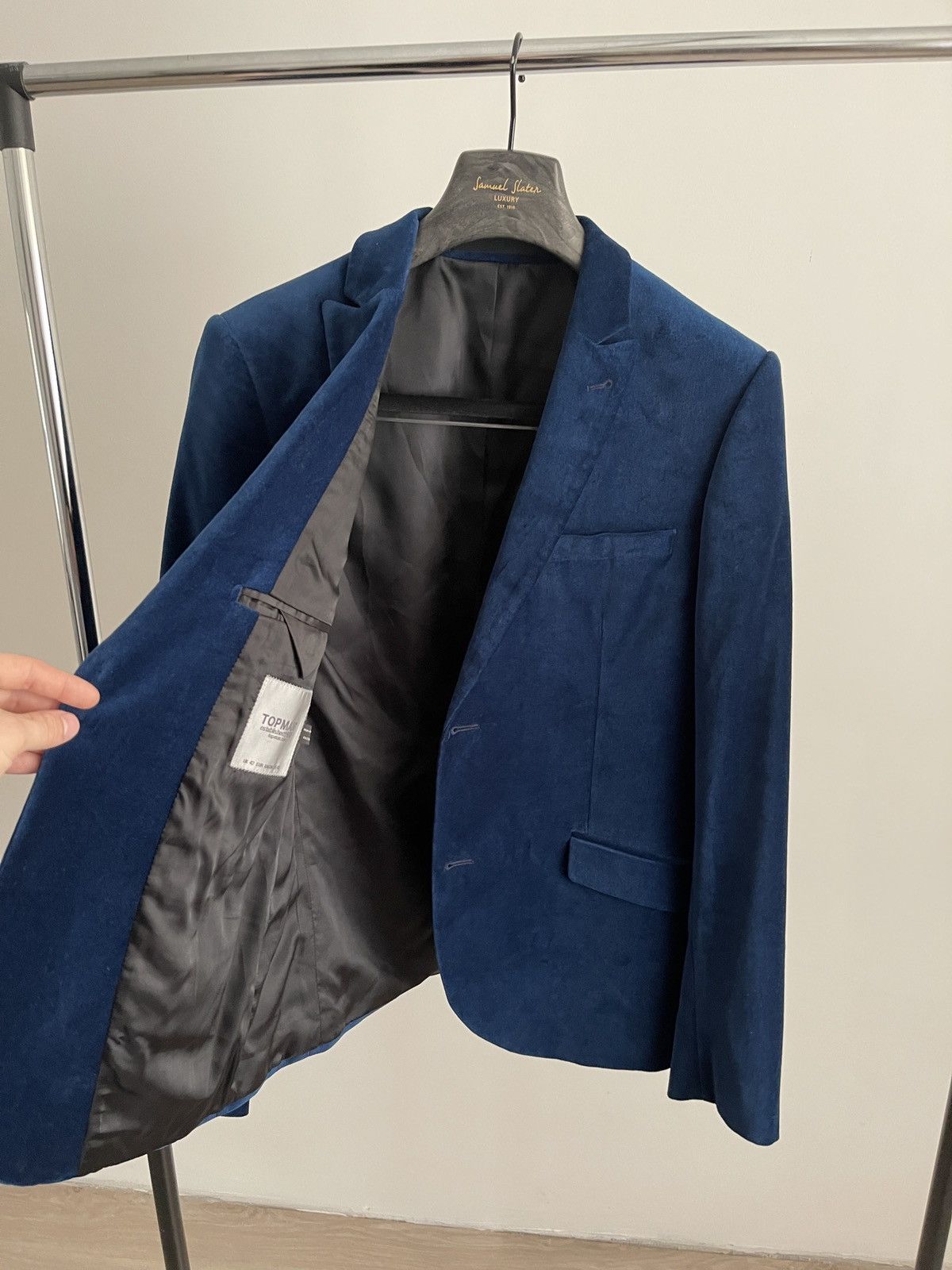 Topman Velvet velour classic jacket blue blazer topman sport coat Size 42R - 4 Thumbnail
