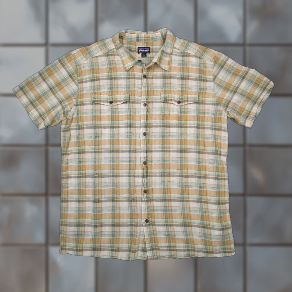 Patagonia Patagonia Shirt Mens XL Beige Check Short Sleeve Button-Up 100% Organic Cotton Workwear Size US XL / EU 56 / 4 - 1 Thumbnail