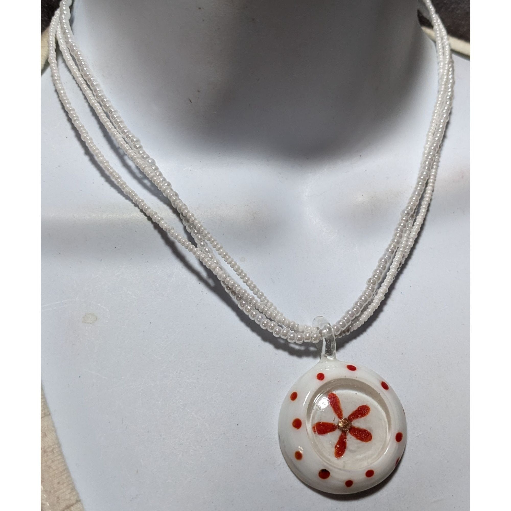 Other Floral Candycane Winter Glass Beaded Necklace Size ONE SIZE - 11 Thumbnail