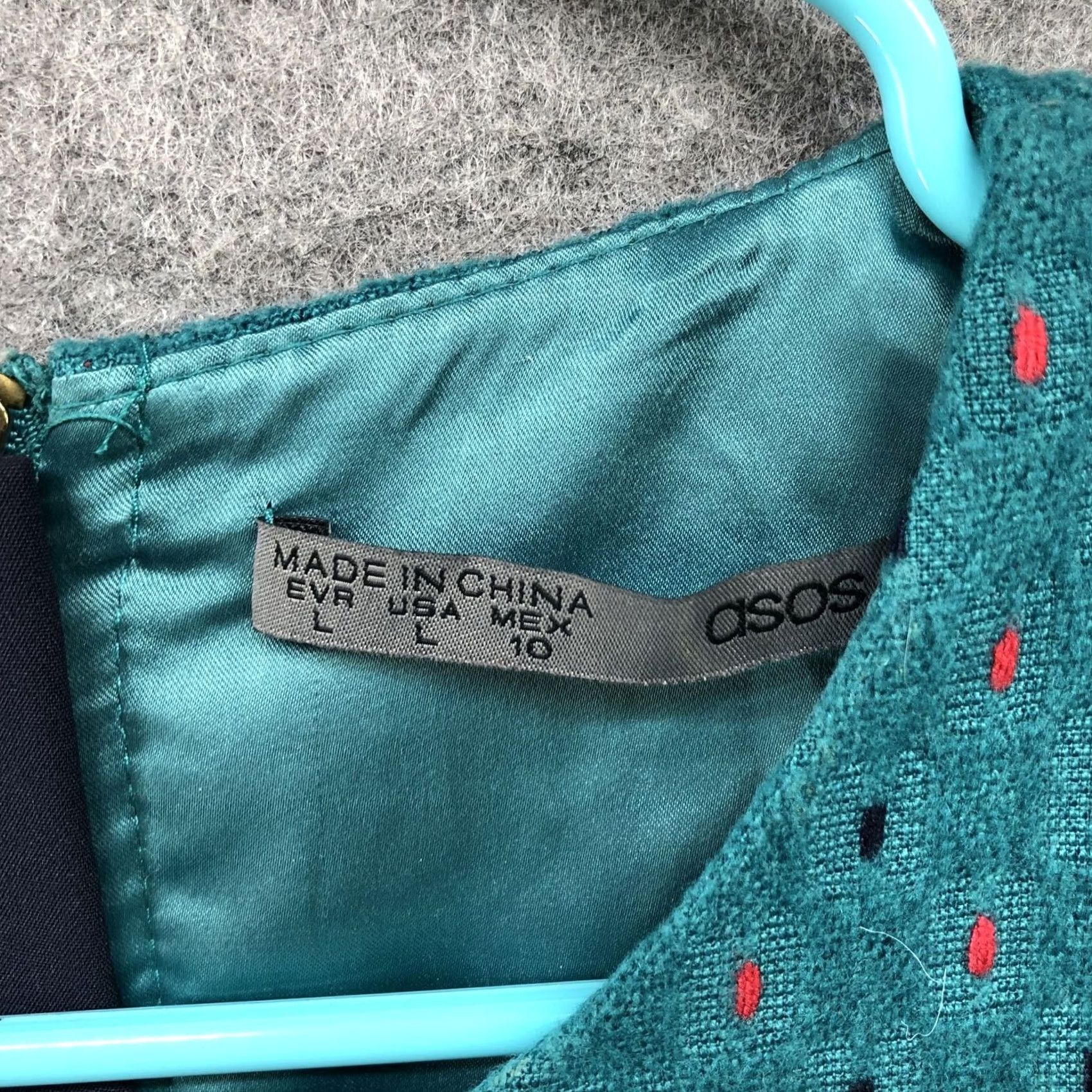 Asos ASOS Wool Blend Dress Womens L Teal Sleeveless A-Line Knee Length Twee Retro Formal Casual Party/Cocktail Size L / US 10 / IT 46 - 5 Thumbnail