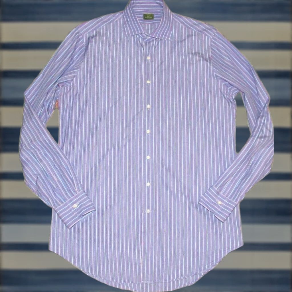 Sid Mashburn SID MASHBURN Blue Striped Long Sleeve Button Down Shirt M Mens Size US M / EU 48-50 / 2 - 1 Thumbnail