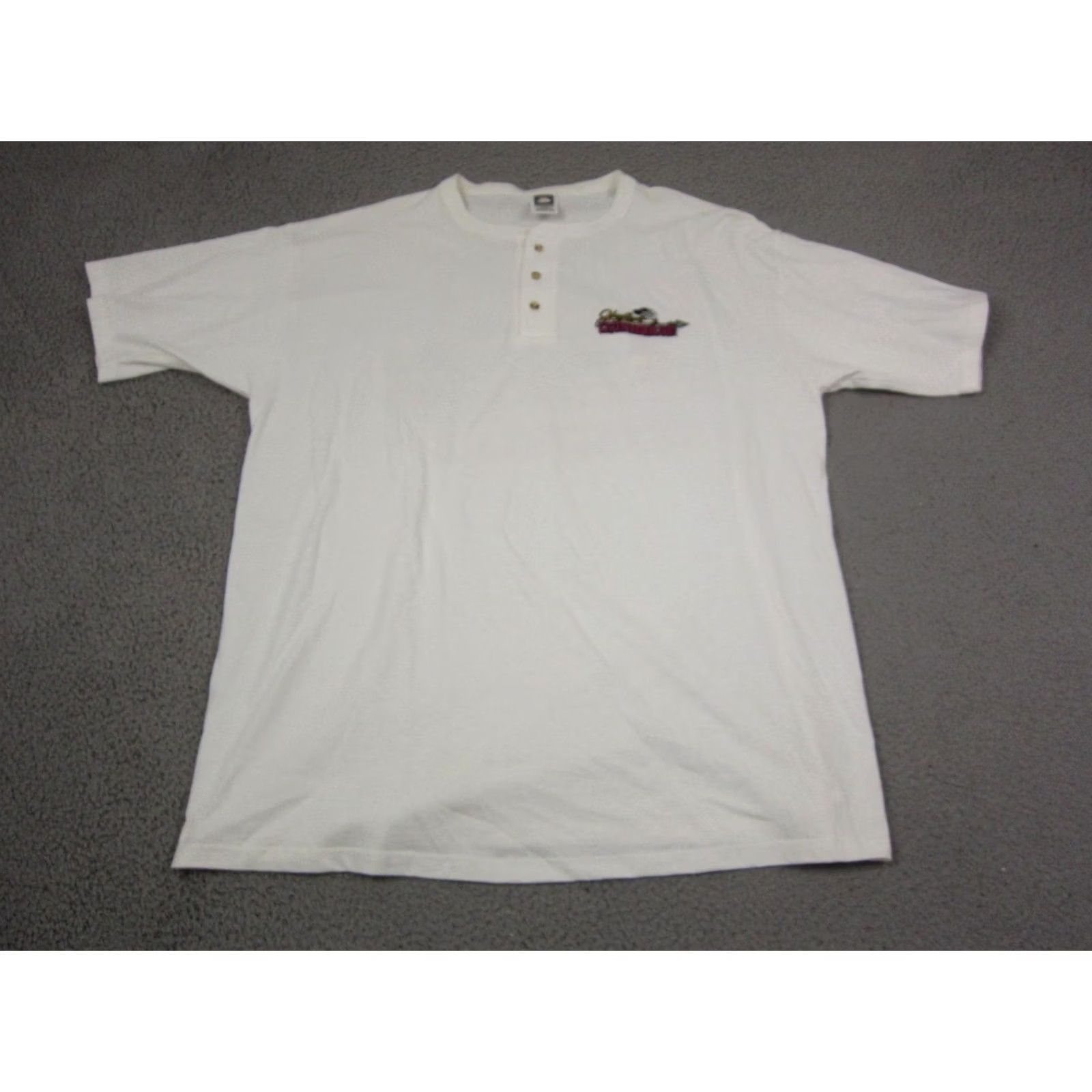 Vintage VINTAGE Cotton Deluxe Shirt Mens 2X White Crew Neck Short Sleeve 90s Mercury Racing Iron Horse Henley Cotton Deluxe Mens Shirt 2X White 90s Size US XXL / EU 58 / 5 - 3 Thumbnail