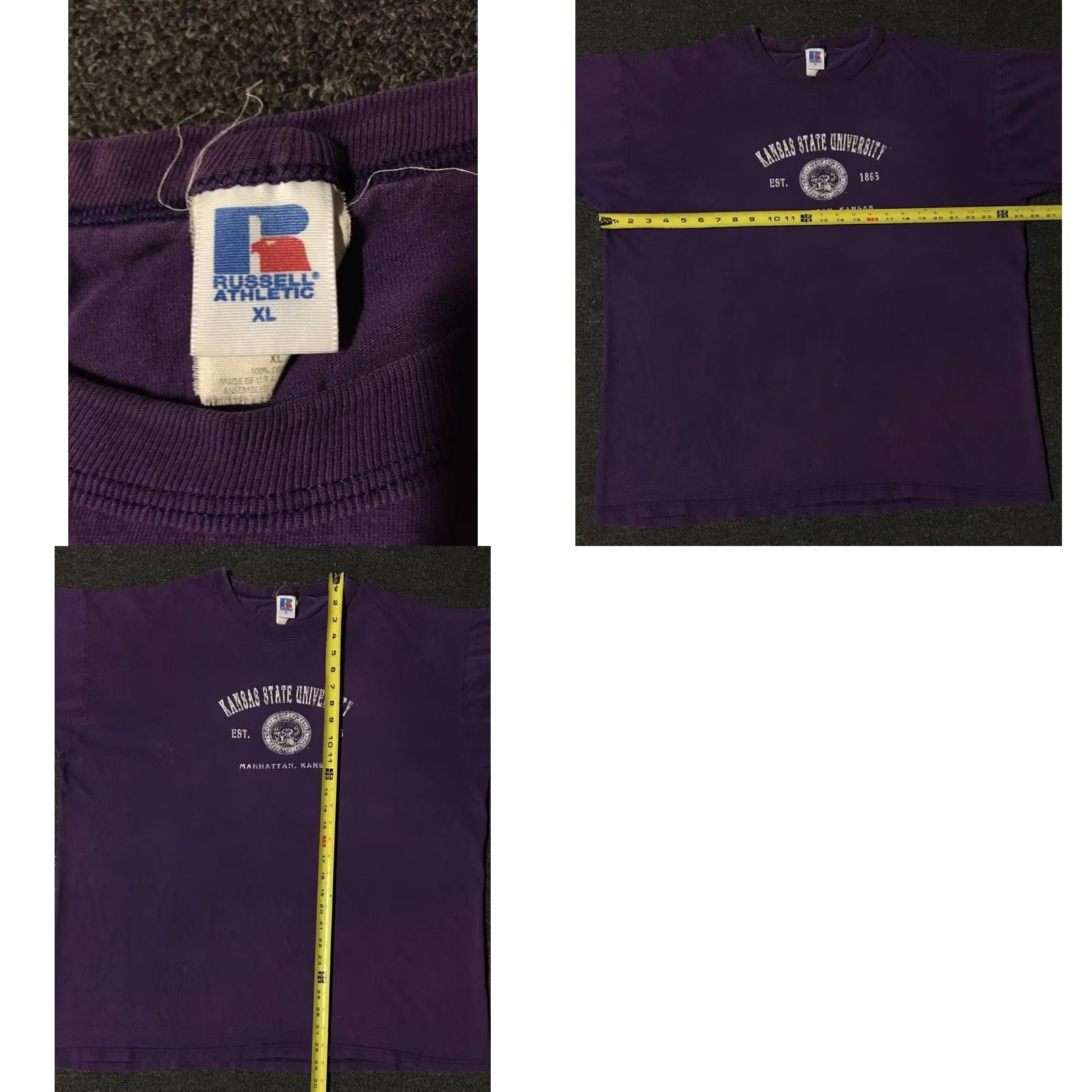 Russell Athletic Vtg 90s Russell Kansas State Faded Distress Shirt XL School Track Grunge PE Punk Size US XL / EU 56 / 4 - 8 Thumbnail