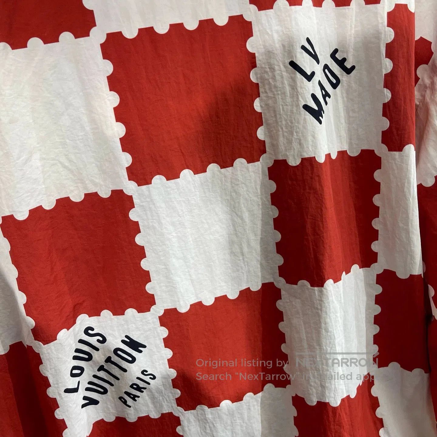 Louis Vuitton Red and White Checkered Hooded Long Sleeve Top. Size US M / EU 48-50 / 2 - 5 Thumbnail