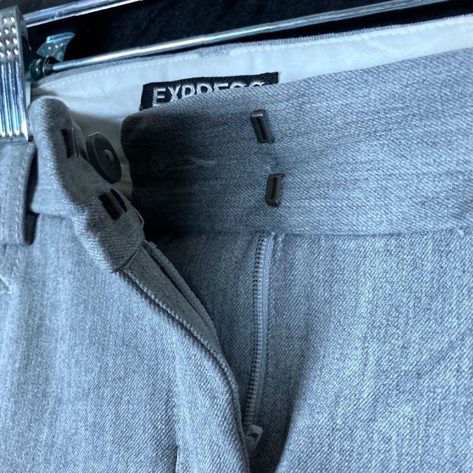 Express Express Womens Pants Gray Columnist Mid Rise Straight Leg Stretch 6R Size 28" / US 6 / IT 42 - 4 Thumbnail