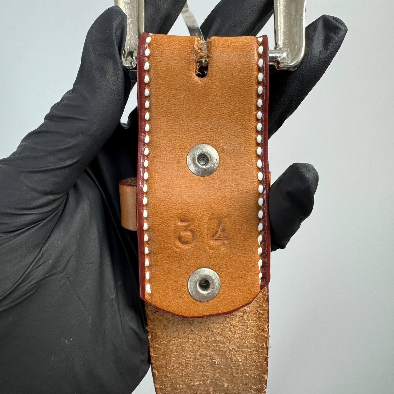 Stars & Stripes Vintage Stars And Stripes Western Leather Belt Tooled Brown Size 34 - 4 Thumbnail