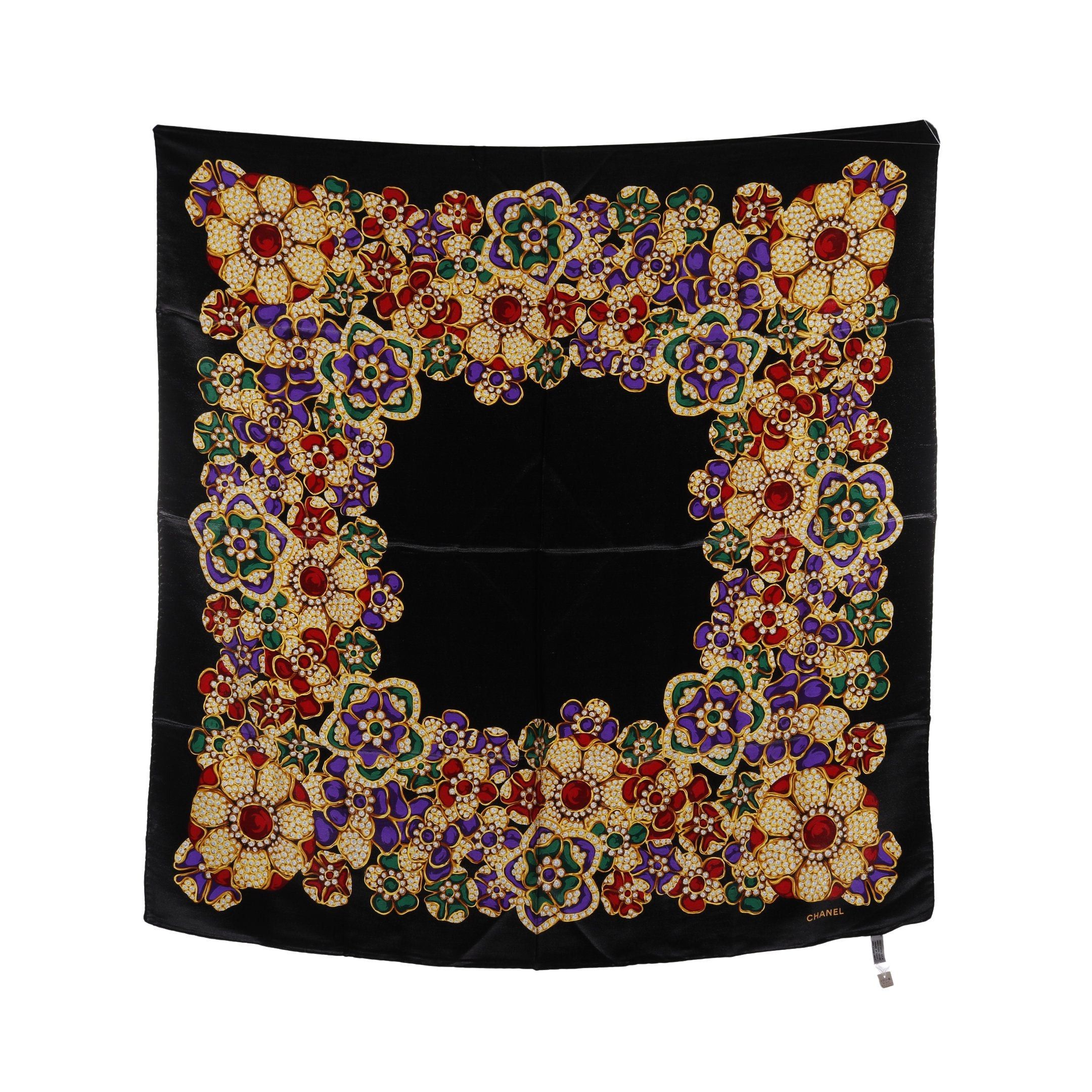 Chanel Chanel Scarf Jewelry Pattern Silk Black Multicolor Size ONE SIZE - 1 Thumbnail