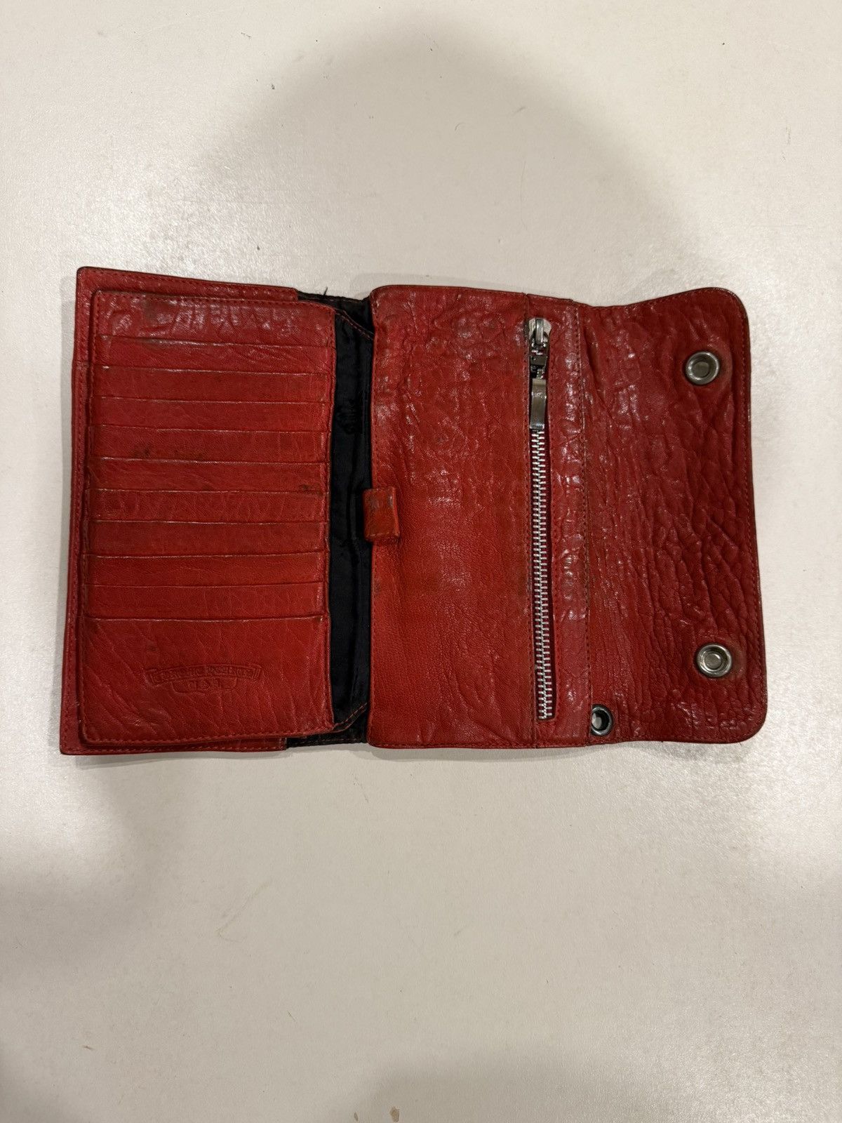 Chrome Hearts Chrome Hearts Wave Wallet Red Leather Silver Cross Snaps 925 Size ONE SIZE - 6 Thumbnail
