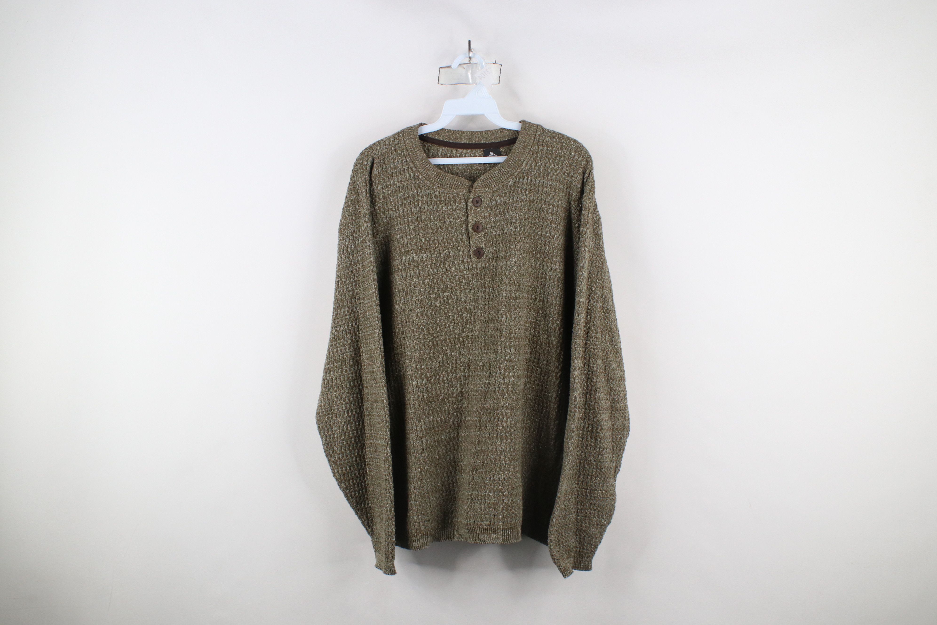 Vintage Vintage 90s Streetwear Knit Henley Sweater Heather Brown Size US XL / EU 56 / 4 - 1 Thumbnail