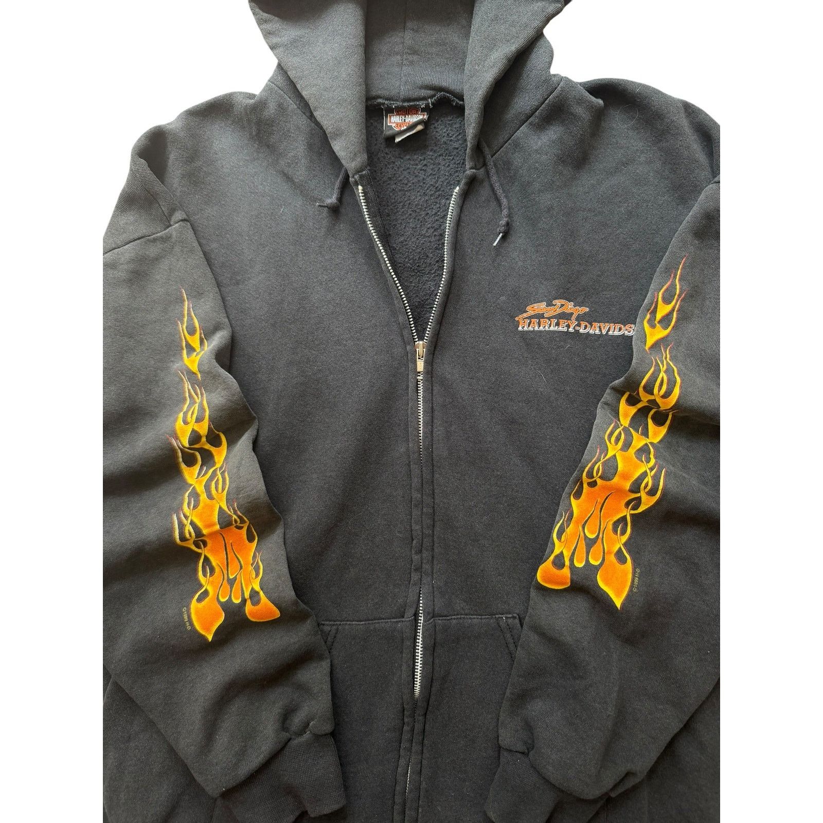 Harley Davidson Vintage Faded Harley Davidson San Diego Flame Zip Hoodie Size US XXL / EU 58 / 5 - 2 Thumbnail