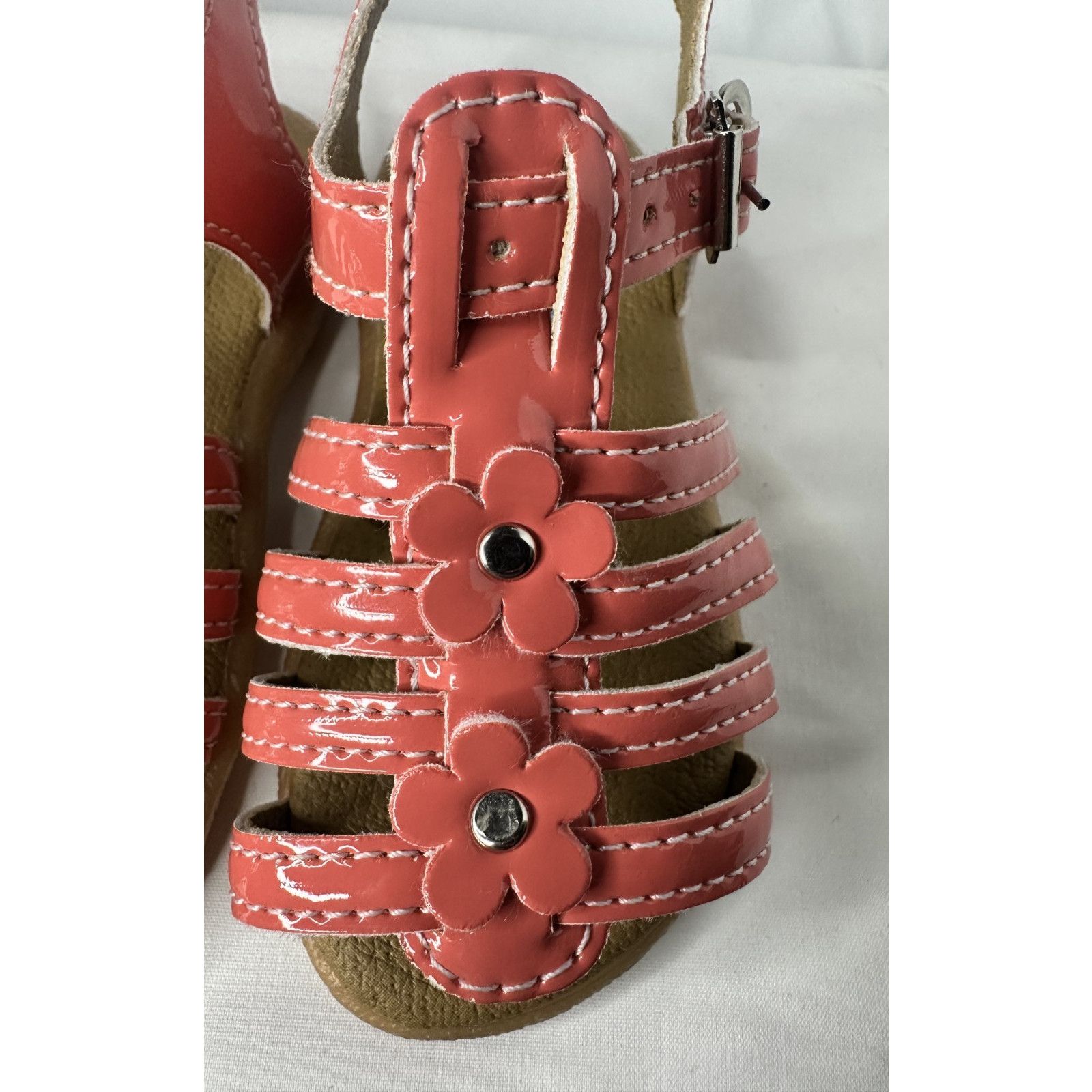 Other Calzado Esmeralda Kids Pink Coral Floral Leather Sandals Size US 7 / IT 37 - 3 Thumbnail