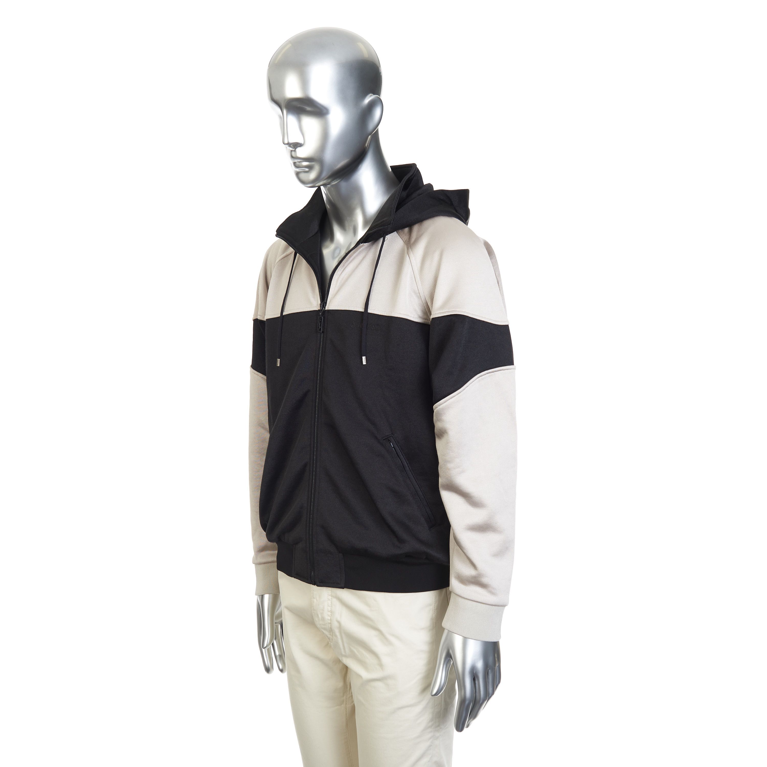 Saint Laurent Paris Zip-Up Hoodie In Black & Pearl Technical Cotton Size US L / EU 52-54 / 3 - 3 Thumbnail