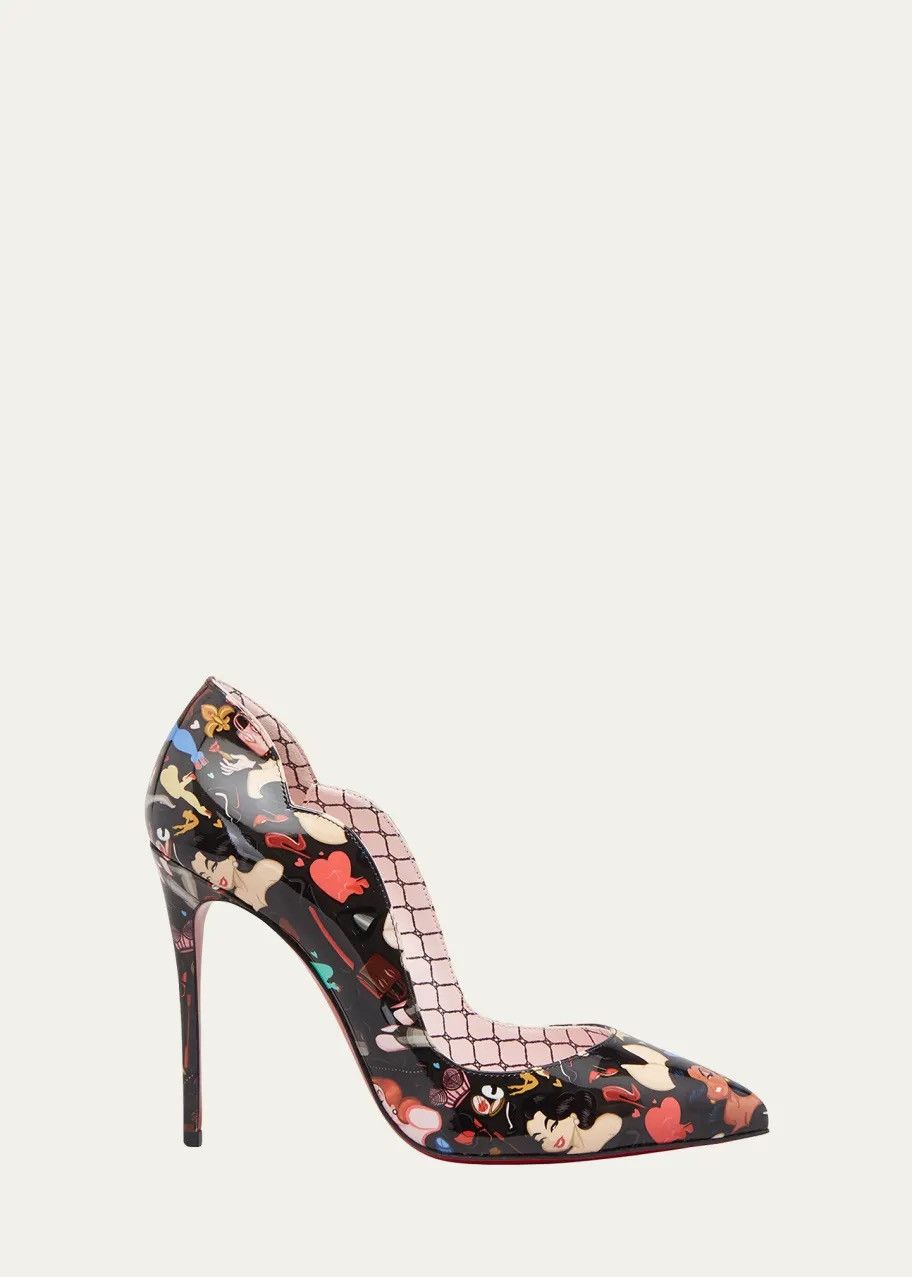 Christian Louboutin CHRISTIAN LOUBOUTIN Hot Chick Graphic Fashion Red Sole Pumps Size US 7 / IT 37 - 1 Thumbnail