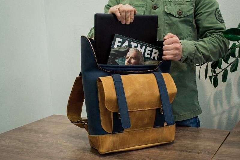 Handmade Leather Backpack. Genuine Vintage Leather CrazyHorse Size ONE SIZE - 2 Thumbnail