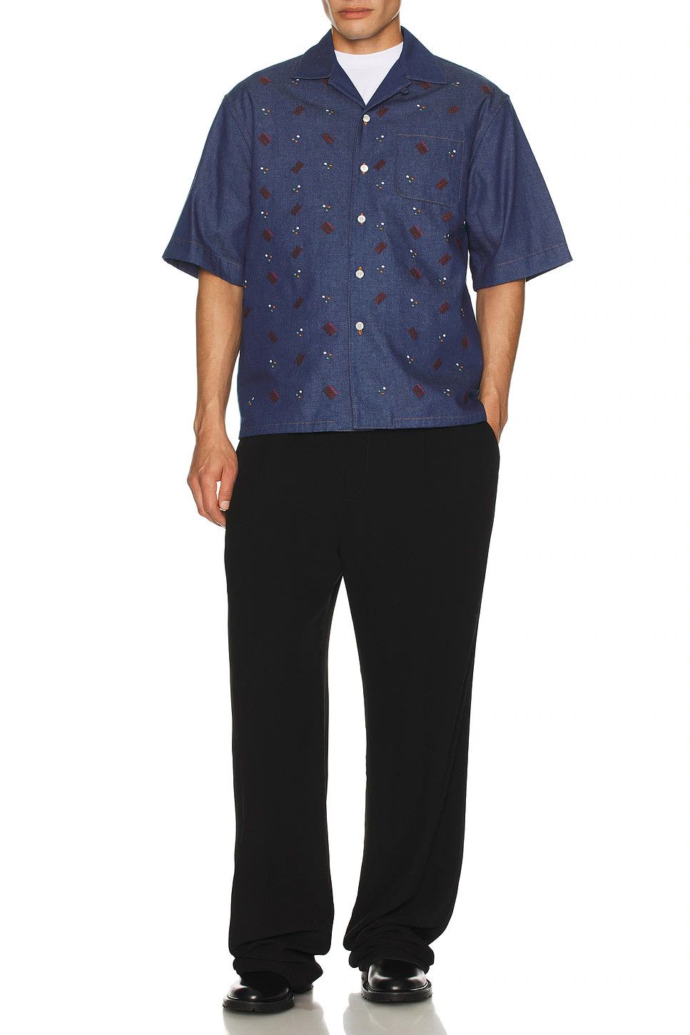 Marni o1f1d3z0326 Embellished Shirt in Blue Size US L / EU 52-54 / 3 - 5 Thumbnail