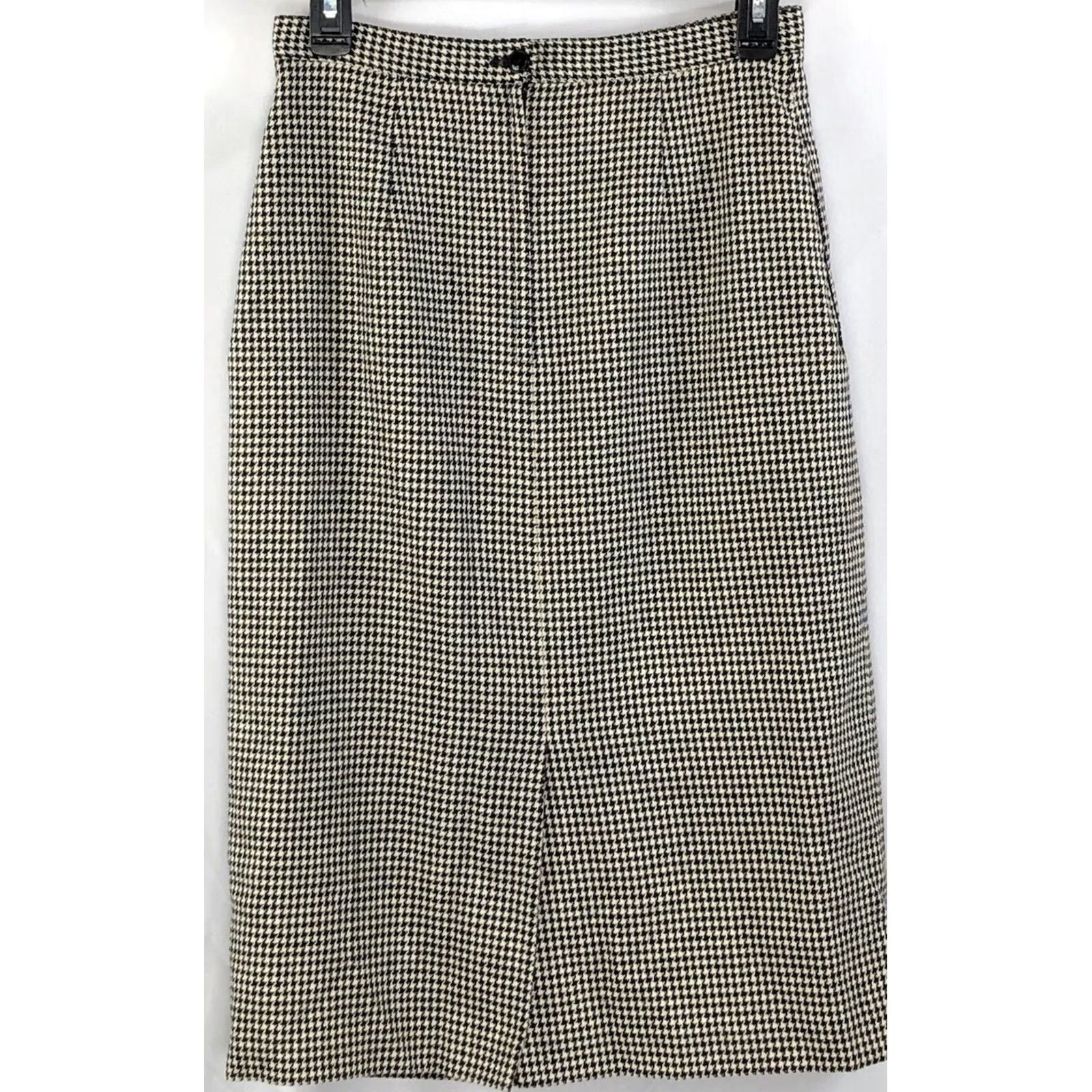 Vintage VINTAGE Skirt 8 Blk Wht Houndstooth Tweed Wool Blend Career Office 90s Womens Size 30" / US 8 / IT 44 - 2 Thumbnail