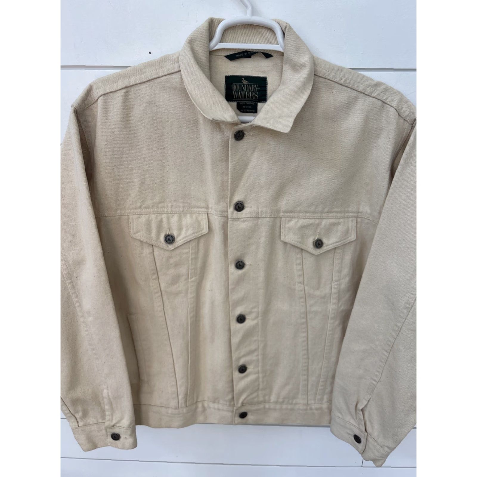 Denime VINTAGE Boundary Waters Trucker Jacket Mens Large USA Made Denim 100% Cotton Tan Beige L Size US L / EU 52-54 / 3 - 2 Thumbnail