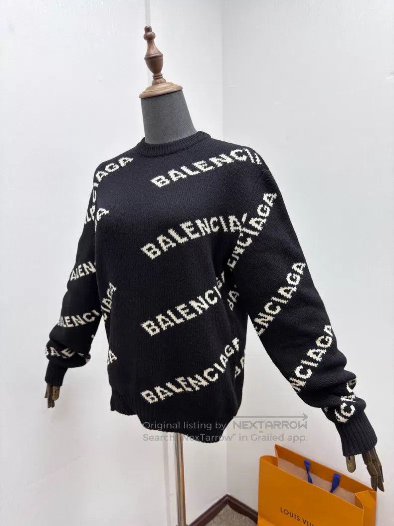 Balenciaga Balenciaga Black Logo Printed Knit Sweater Size US XS / EU 42 / 0 - 3 Thumbnail