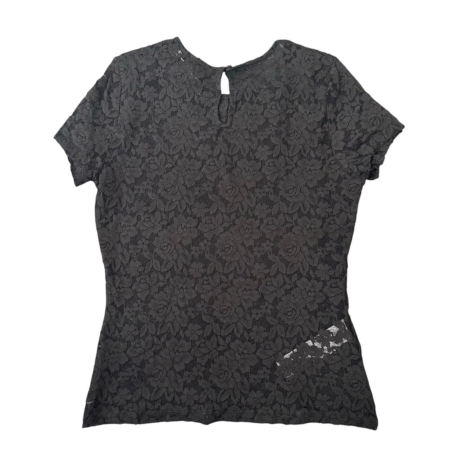Mango Mango Women's Short Sleeve Lace Top Black Size M Size M / US 6-8 / IT 42-44 - 3 Thumbnail