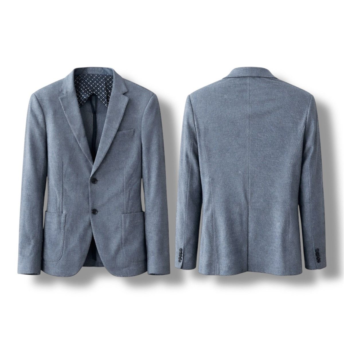 Louis Feraud LOUIS FERAUD PARIS MADE IN ITALY BLUE MENS SOLID BLAZER 52 Size 52R - 2 Thumbnail
