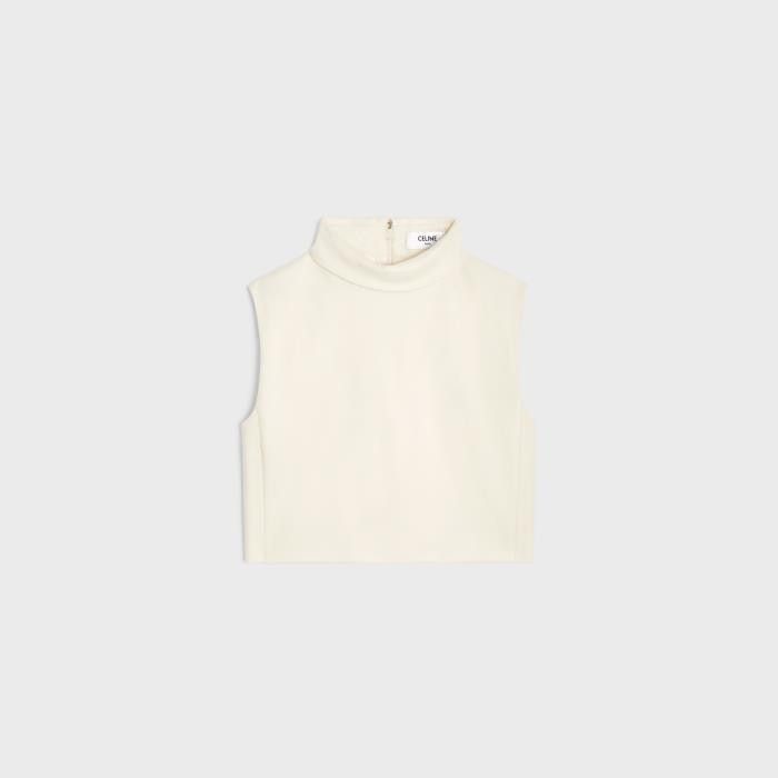 Celine o1w1db11124 Cashmere Flanne Crop Top in Ivory Size XS / US 0-2 / IT 36-38 - 1 Thumbnail