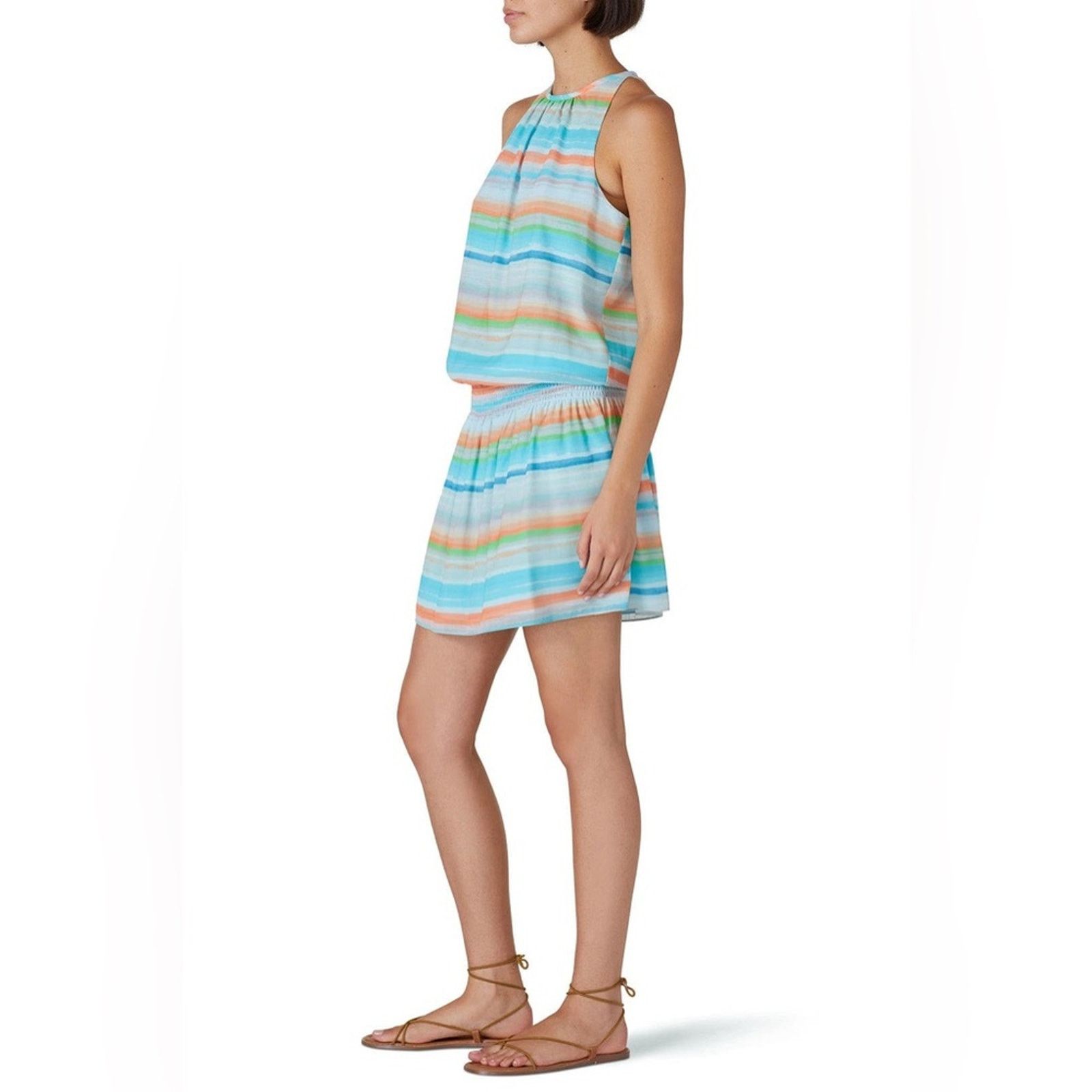 Ramy Brook Ramy Brook Size Large Pastel Stripe Printed Paris Mini Dress Size L / US 10 / IT 46 - 3 Thumbnail